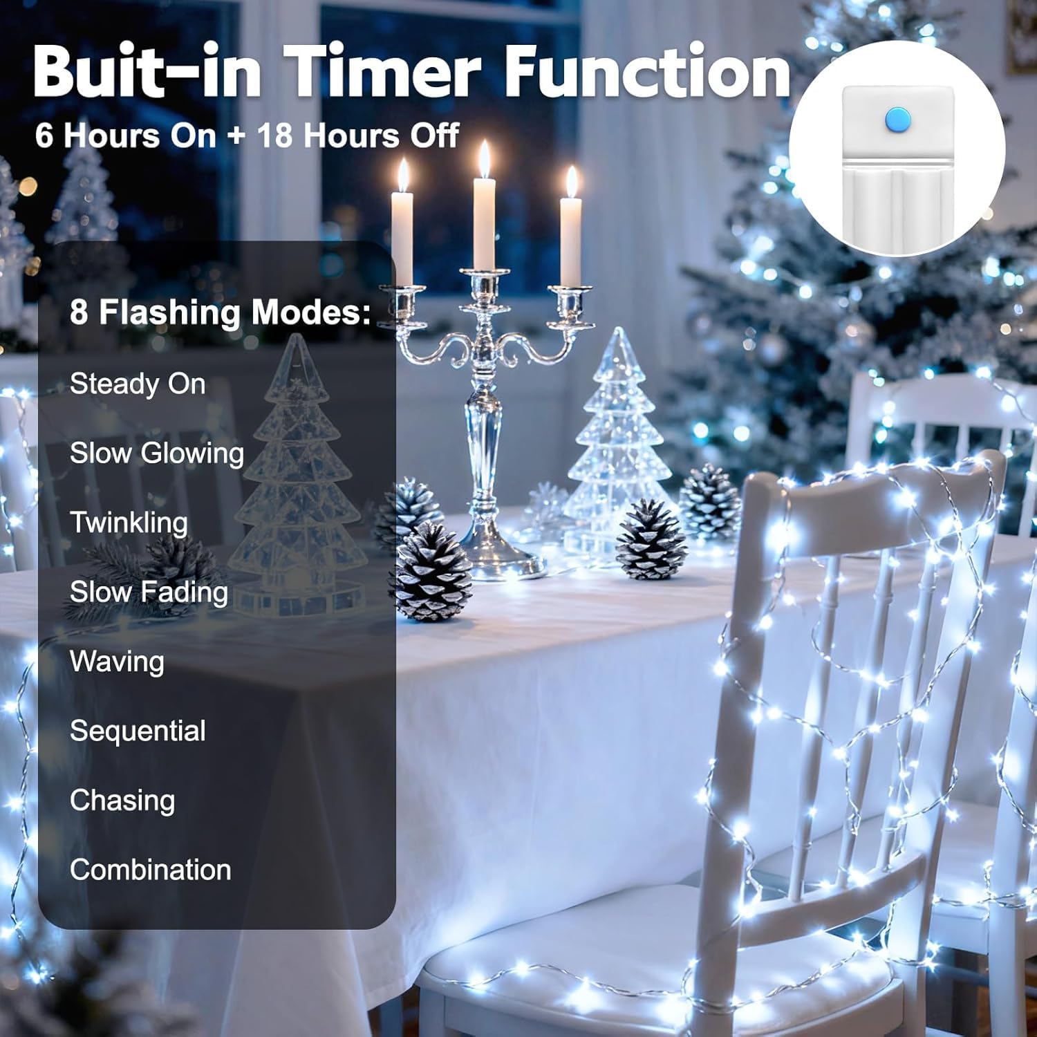 Yjfwal 12 Pack 10Ft 30Led Starry String Lights, Waterproof, Battery Operated, Cool White, 8 Modes Timer For Diy, Wedding, Party, Garden Decor