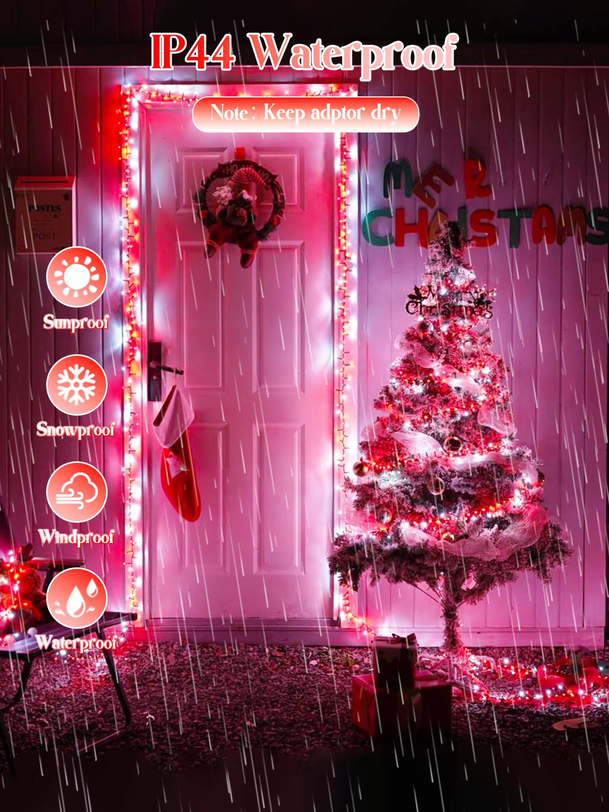 BOSSERN 800 LED Christmas Cluster Lights, Waterproof Twinkling Fairy Lights, Red and White, 15 Modes & Timer, Model GP-SW240DC0375-IP44