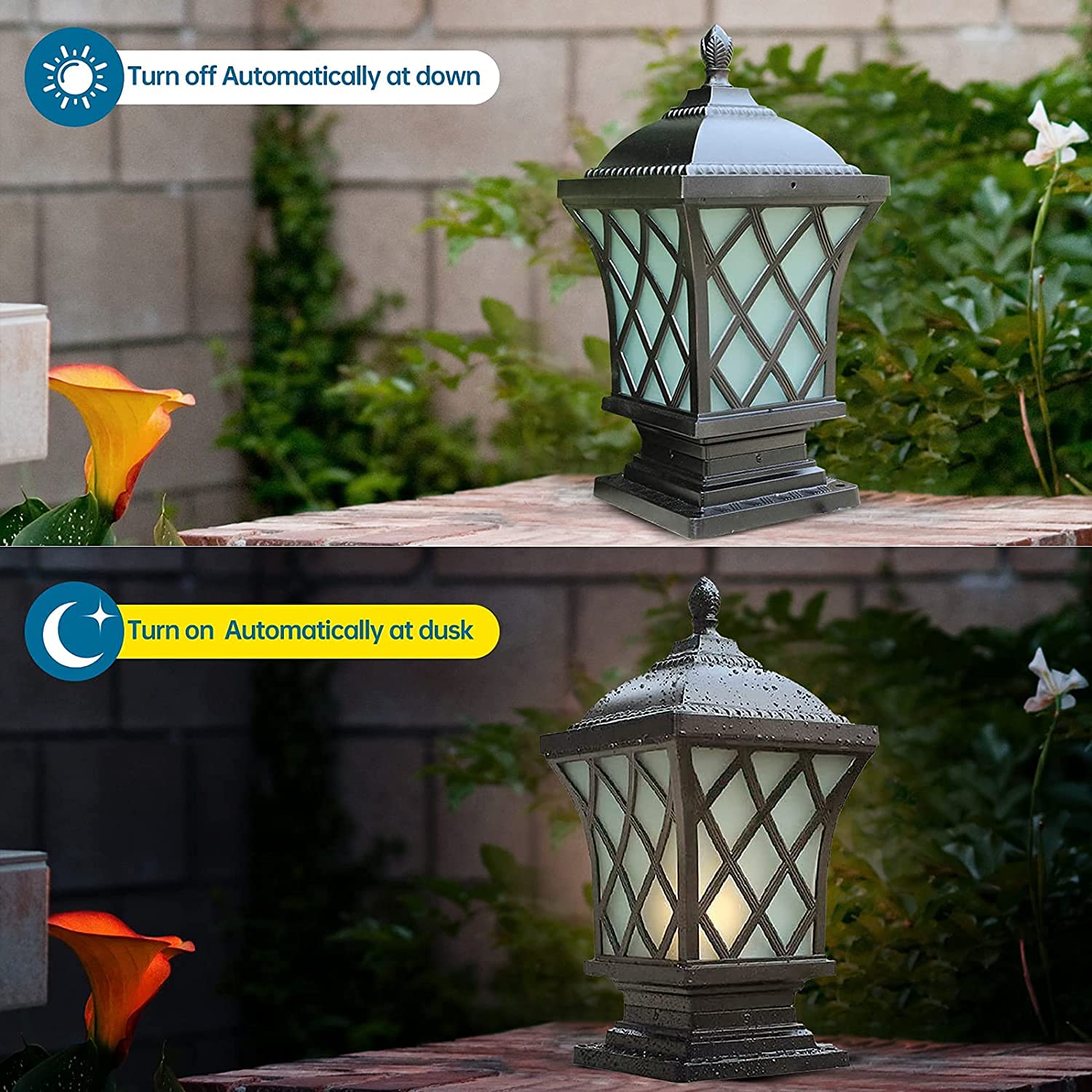 Cgjdzmd Outdoor Column Lights, Ip54 Square Column Lights Waterproof Outdoor Pillar Lights Rainproof Aluminum Glass Post Light Fixtures Modern Exterior Pillar Lights Villa Garden Park Lighting