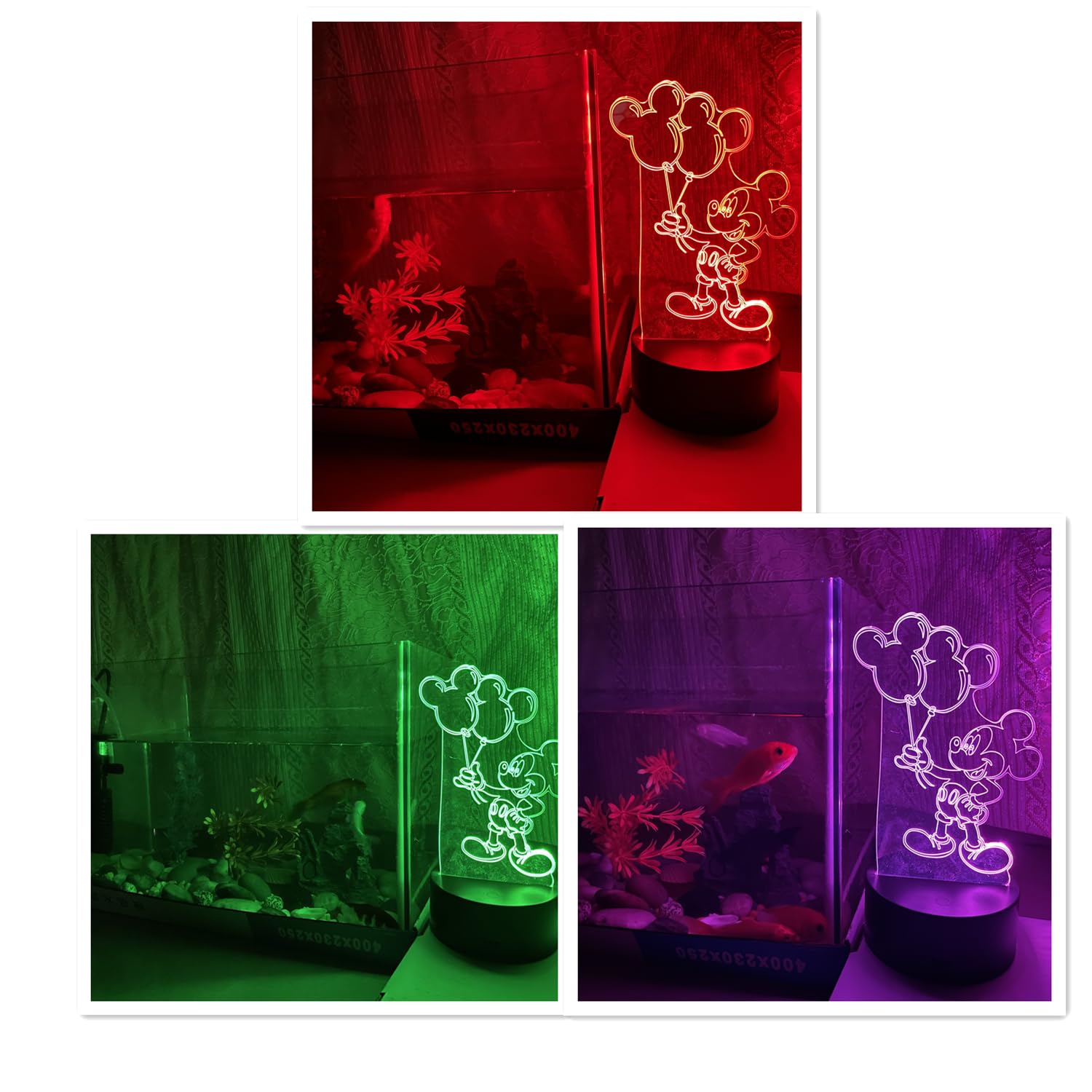 CUTIA Mickey Night Light - 3D LED Remote Control Lamp, 16 Colors, Black, Model CUTIA06002, Perfect for Kids' Room Decor
