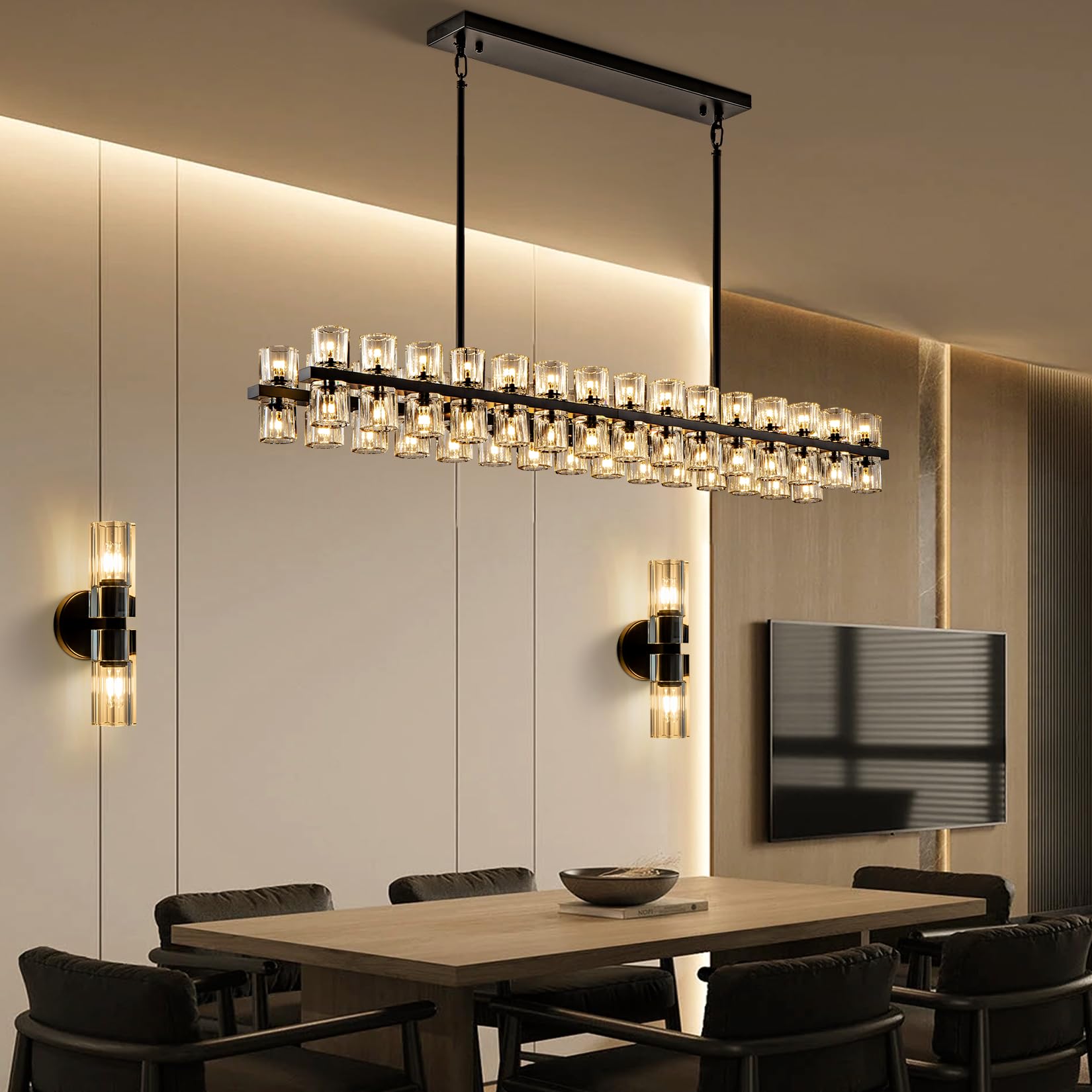 Plsintly Black Crystal Wall Sconces Set Of Two  Wall Sconce Set Of 2  Black Sconces Wall Lighting With K9 Crystal Lampshade  Wall Lights For Bedroom Living Room Bathroom Hallway
