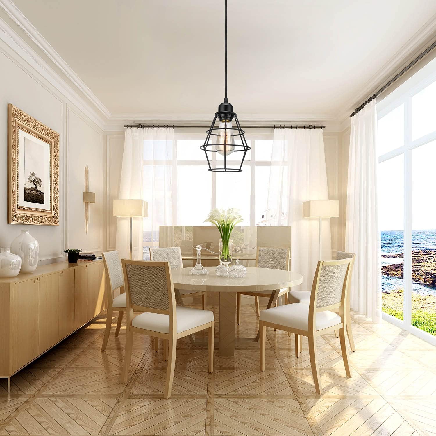 Kenmi Farmhouse Pendant Lighting,Chandelier Industrial Pendant Light, Modern Kitchen Island Lights Fixtures Ceiling Hanging Dining Room Living Room