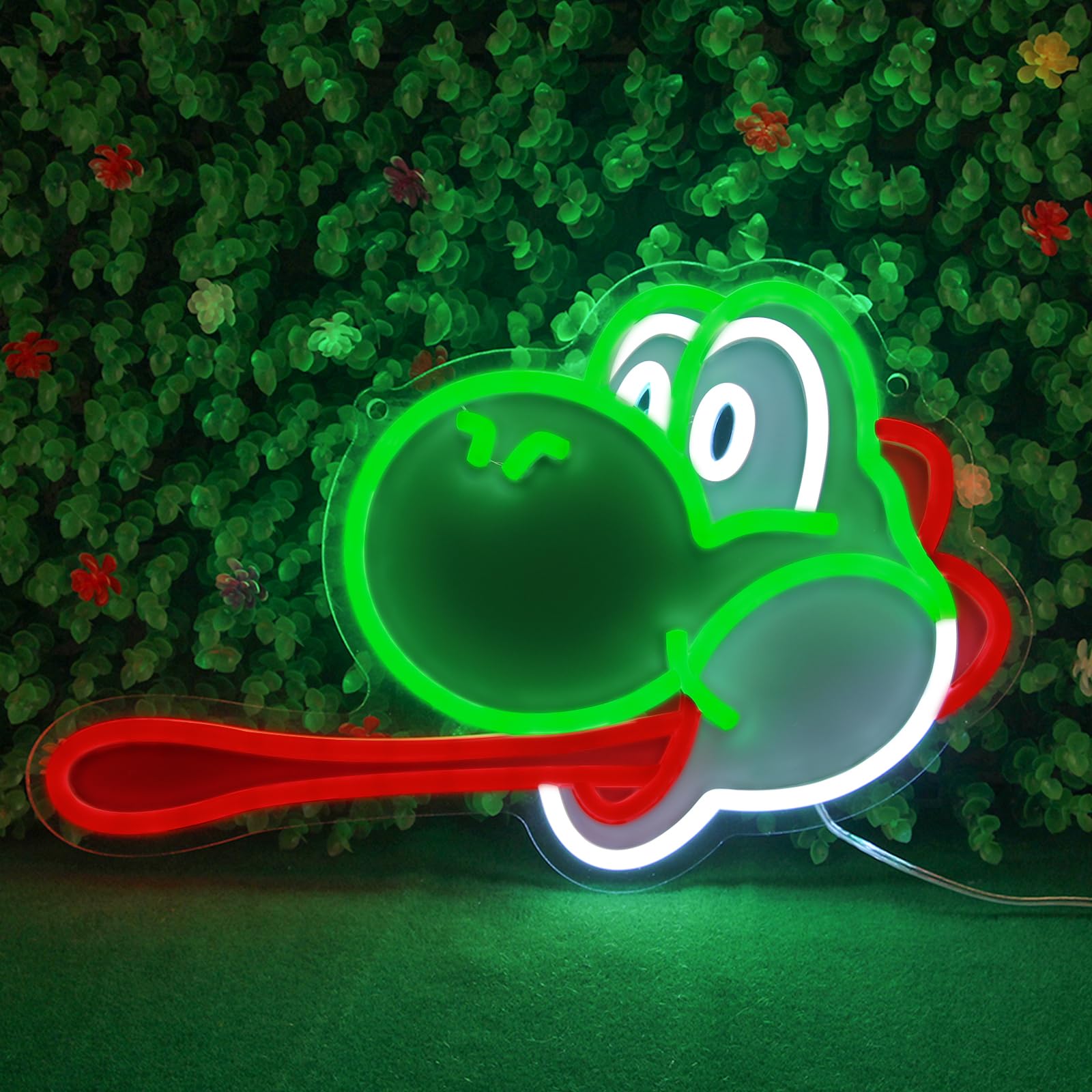FRIFUN Mario Neon Sign LED Light 16in Acrylic Yoshi USB Powered with 10 Brightness Settings for Bedroom Wall Decor