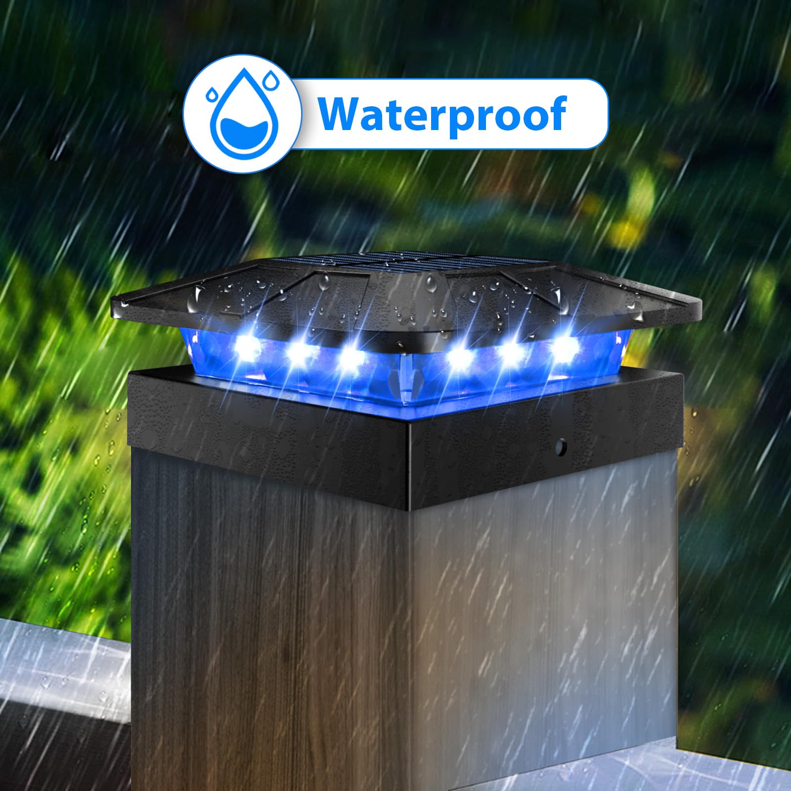 Peasur 4X4 Solar Post Cap Lights Outdoor Rgb Color Changing  12 Pack Led Post Top Light Solar Powered Waterproof  Wood/Vinyl Posts Lighting For Outside Fence Deck Porch Yard Railing Mailbox