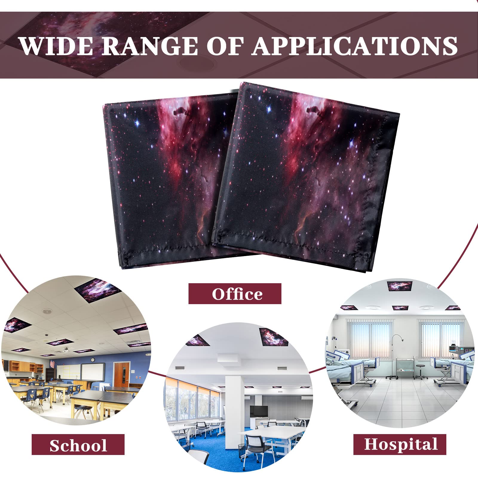 Patelai Fluorescent Light Cover with 10 Magnets, 4 x 2 Feet, Blue with White Stars, Model PT-Patelai-3149