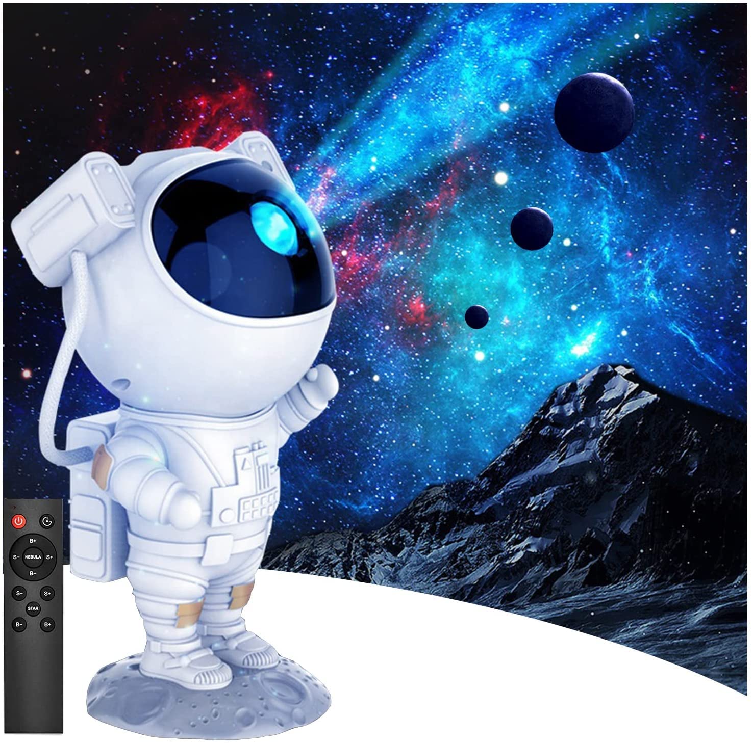 Jiejie-Jj Abs Starry Night Light Projector Astronaut Led Projection Lamp With Remote Control,Adjustable Head Angle,Gift For Kids