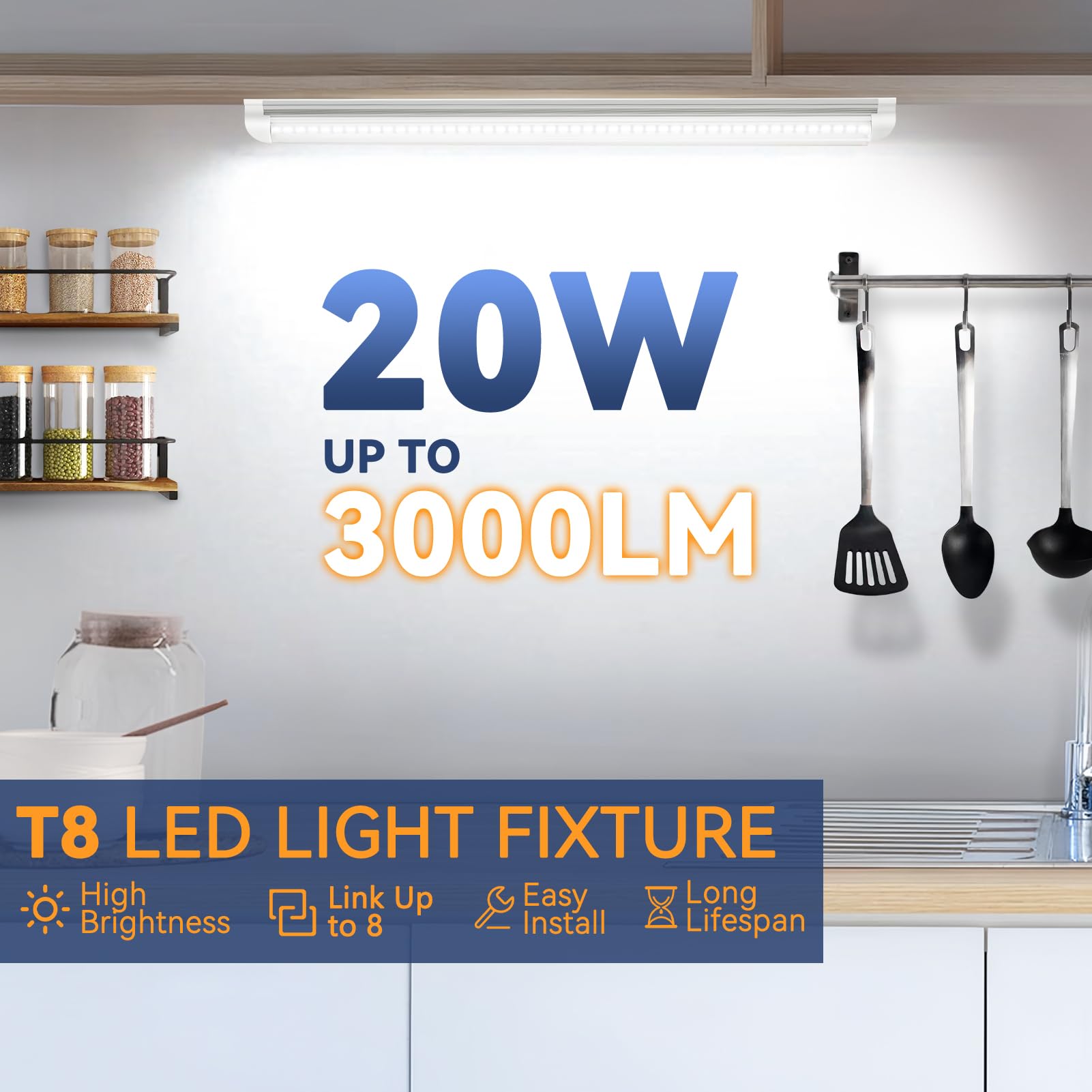 CNSUNWAY LED Shop Light 20W V-Shape T8 Tube Fixtures 1.5FT Cool White 2 Pack Model SWT80018B3060