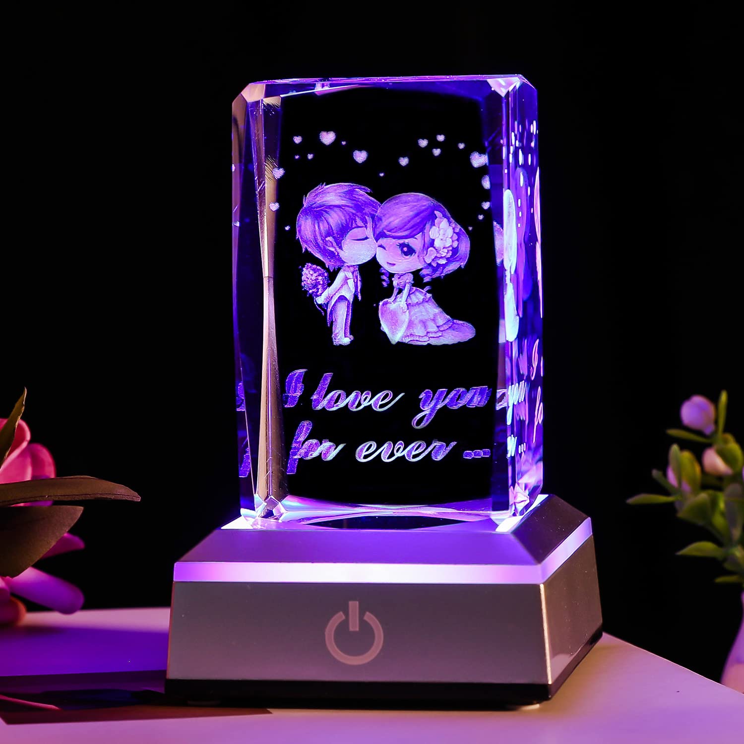 BAHUJIDA I Love You 3D Heart Rose Crystal LED Color Night Light, Christmas Day Valentine's Day Girlfriend Boyfriend Birthday Gif