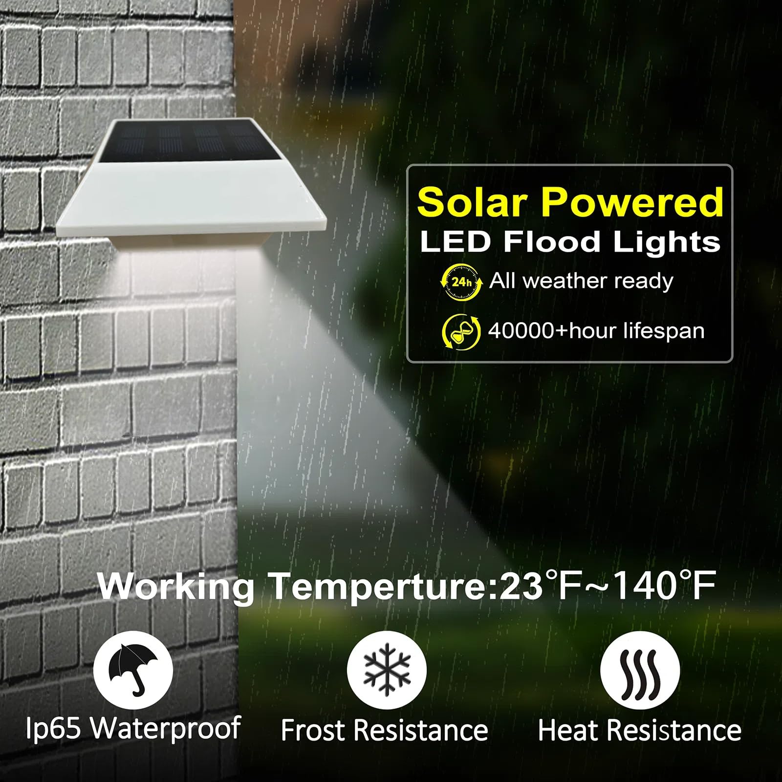 Hoshine Solar Gutter Lights - Motion Sensor LED, Waterproof, 2 Pack, White, Durable for Outdoor Security, Model hs001