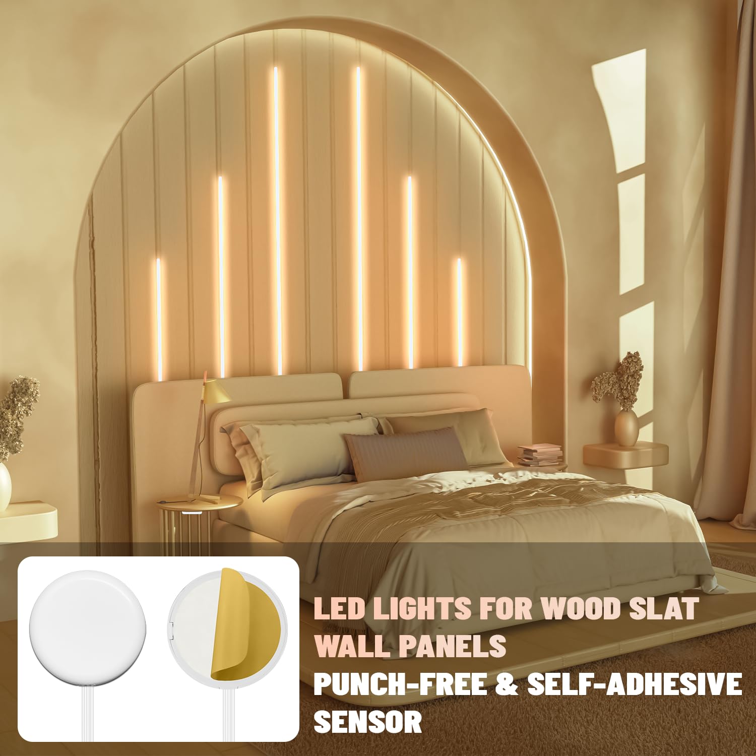 Lichaser LED Recessed Lighting, 6 Pcs 3000K Dimmable Warm White Strip Lights, Self-Adhesive for Slat Wall, Model Spider T, 2*