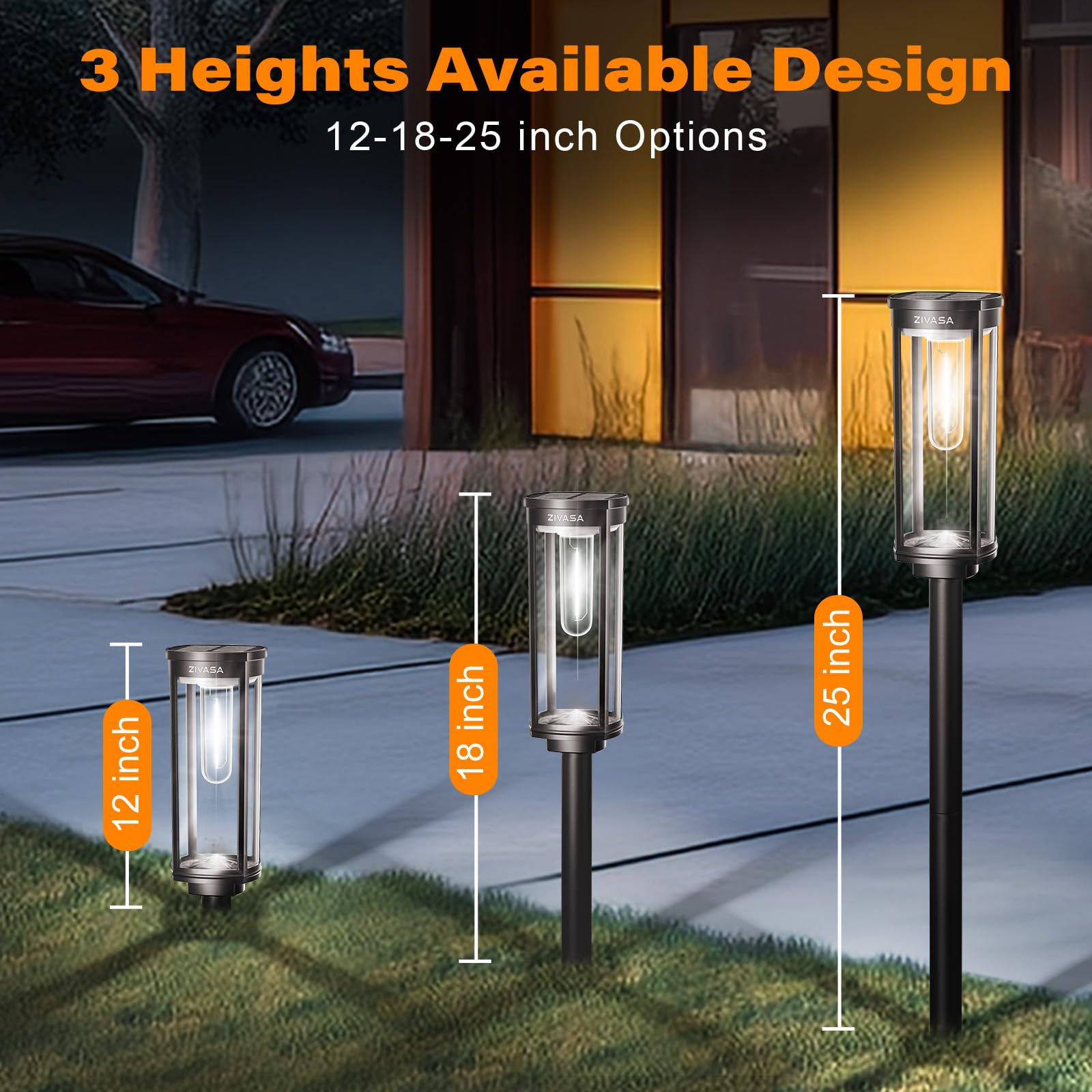 Zivasa Solar Pathway Lights Outdoor 8Pack, 12H Lasting Solar Powered Path Lights For Outside, Ip65 Waterproof Solar Walkway Ligh