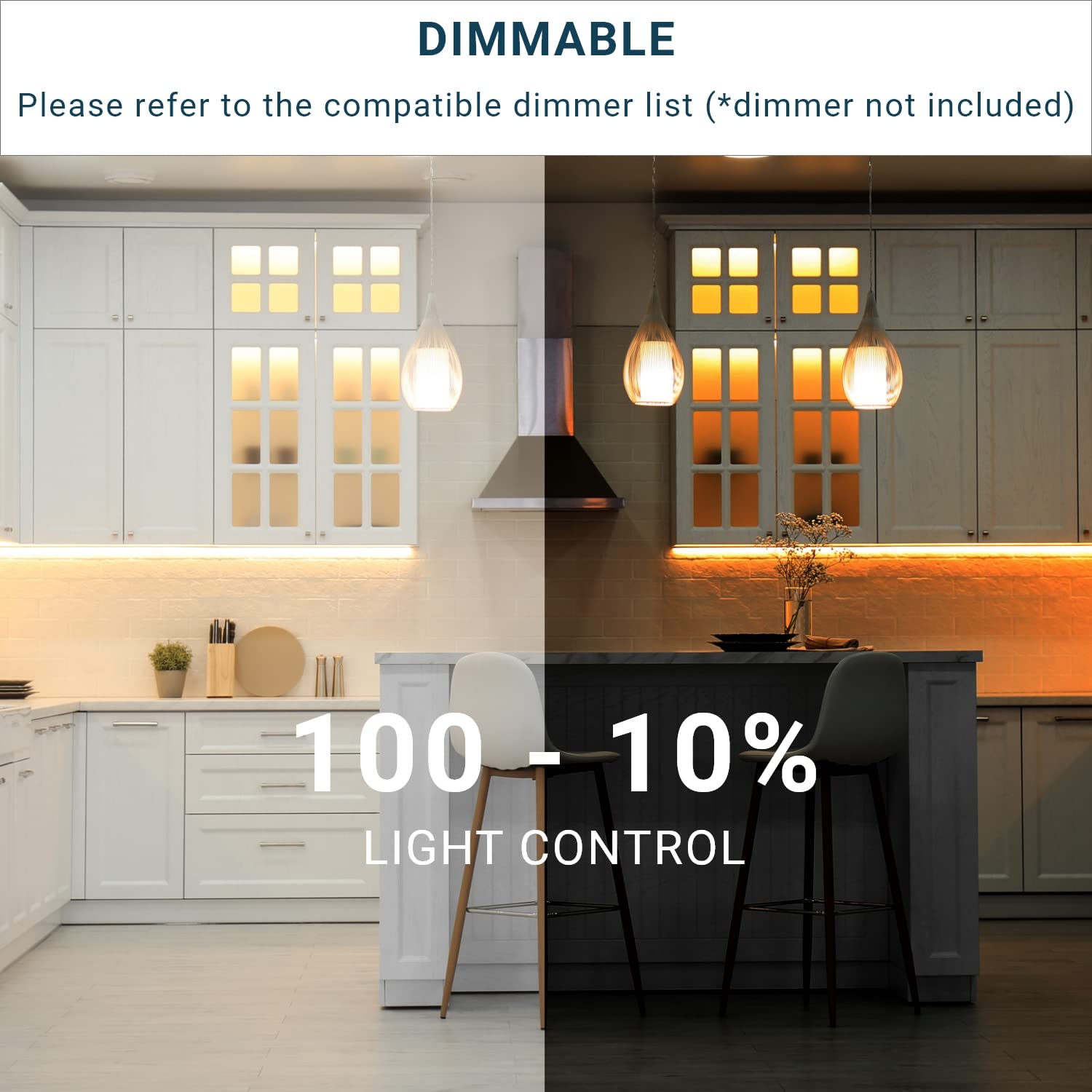 Parmida LED Under Cabinet Lighting, 42 Inch, 30W, Dimmable, 2300 Lumens, 3CCT Color Selectable, White Finish, Model PLED-UC