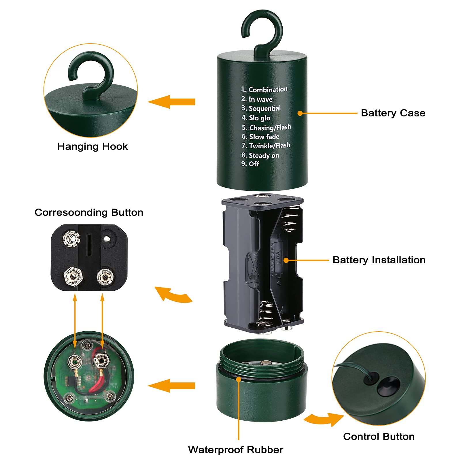 Flacchi White Christmas Lights, 66 Ft 200 Led Battery Operated String Lights Waterproof 8 Modes & Auto Timer Mini Lights For Xmas Decorations, Halloween, Holiday Decor Outdoor Indoor