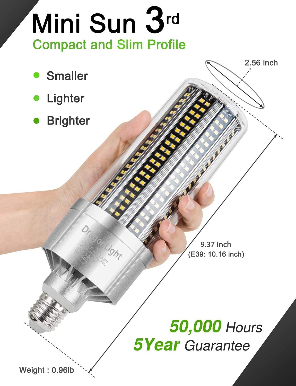 Dragonlight 120W Commercial Grade Corn Led Light Bulb(400 Watt Mh/Hps Replacement) - E26/E39 Large Mogul Base Led Lamp 4000K 14,
