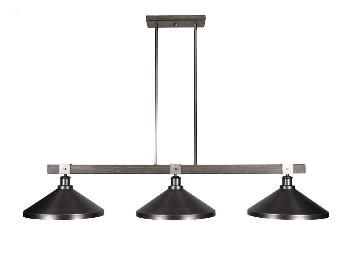 Tacoma 3 Lt Island in Graphite & Painted Distressed Wood-Look (1863-GPDW-424-GP)