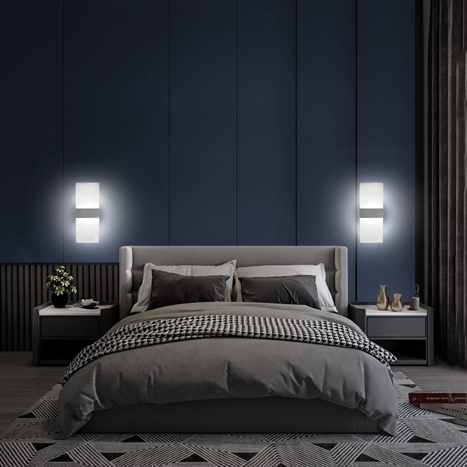 Kicaao Modern Wall Sconces 4 Pack, Led Wall Light 10W, Wall Sconce Up Downlight, Hardwired Acrylic Wall Light Lighting, Suitable