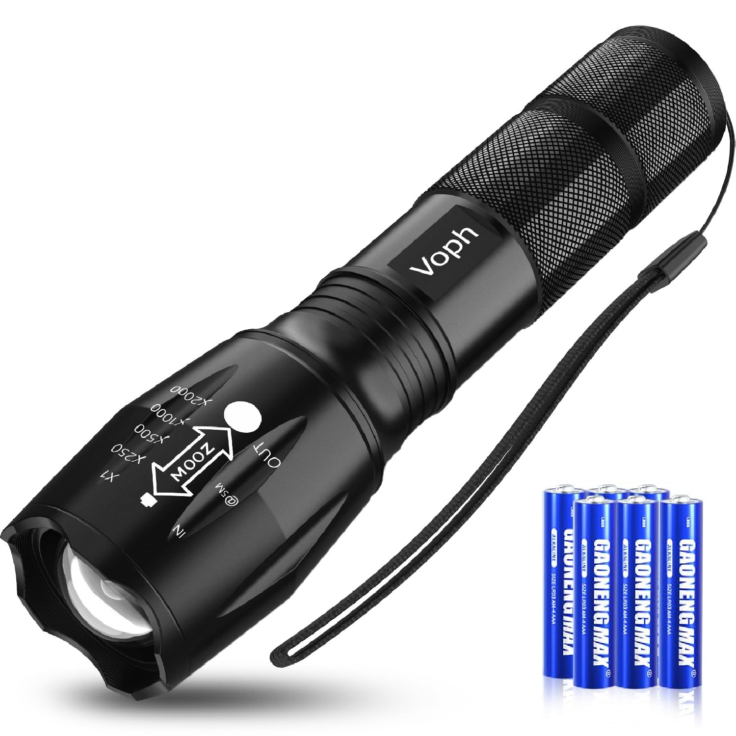 Voph Rechargeable Flashlight with Holster, Super Bright 10000 High Lumens Flashlights, 5 Modes Zoomable Tactical Waterproof Flas