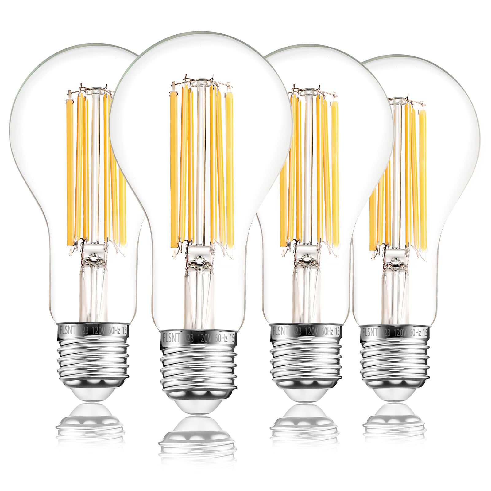 Flsnt 150W Equivalent A23 Led Light Bulbs, Efficient 17W, 2550Lumens, 2700K Soft White, Cri82, E26 Medium Base Led Filament Ligh