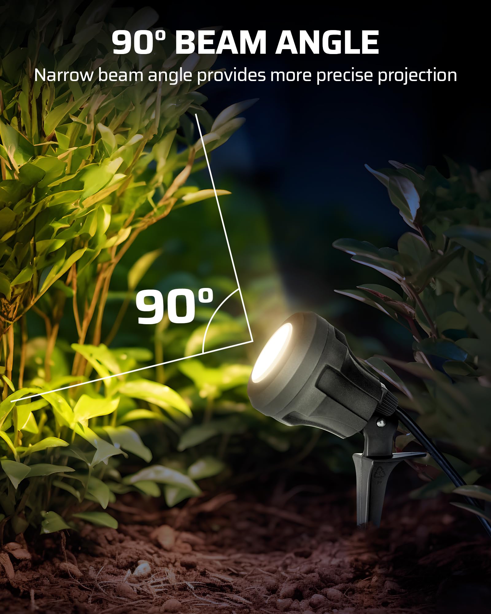 DEWENWILS LED Outdoor Spotlight, 4.8W 5000K, Waterproof, 3 Extra Lenses (Red, Green, Yellow), Black, Model HGSL01C,