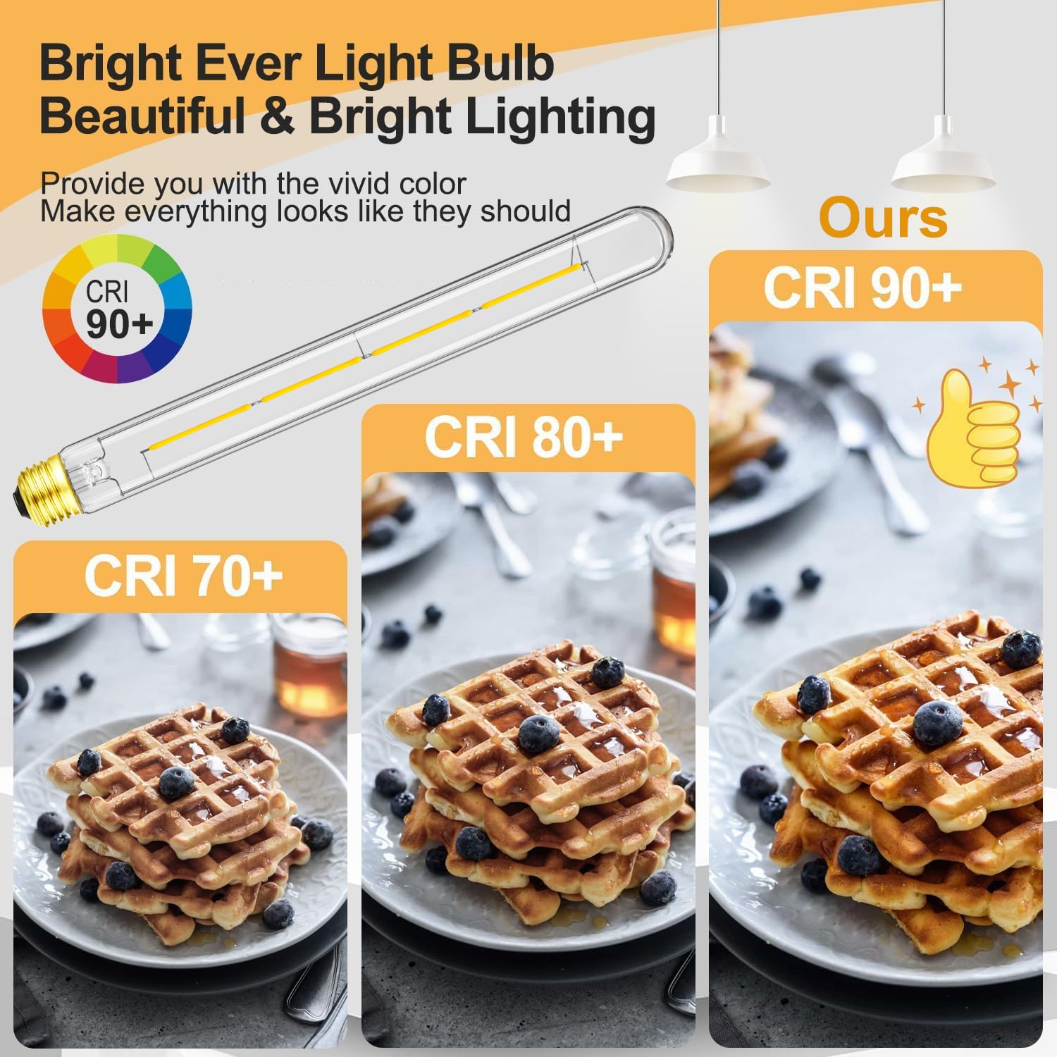 XININSUN T300 LED Bulb, 11.8 Inch Tubular Light, Dimmable, Clear Glass, E26 10W, 100W Equivalent, 1000lm