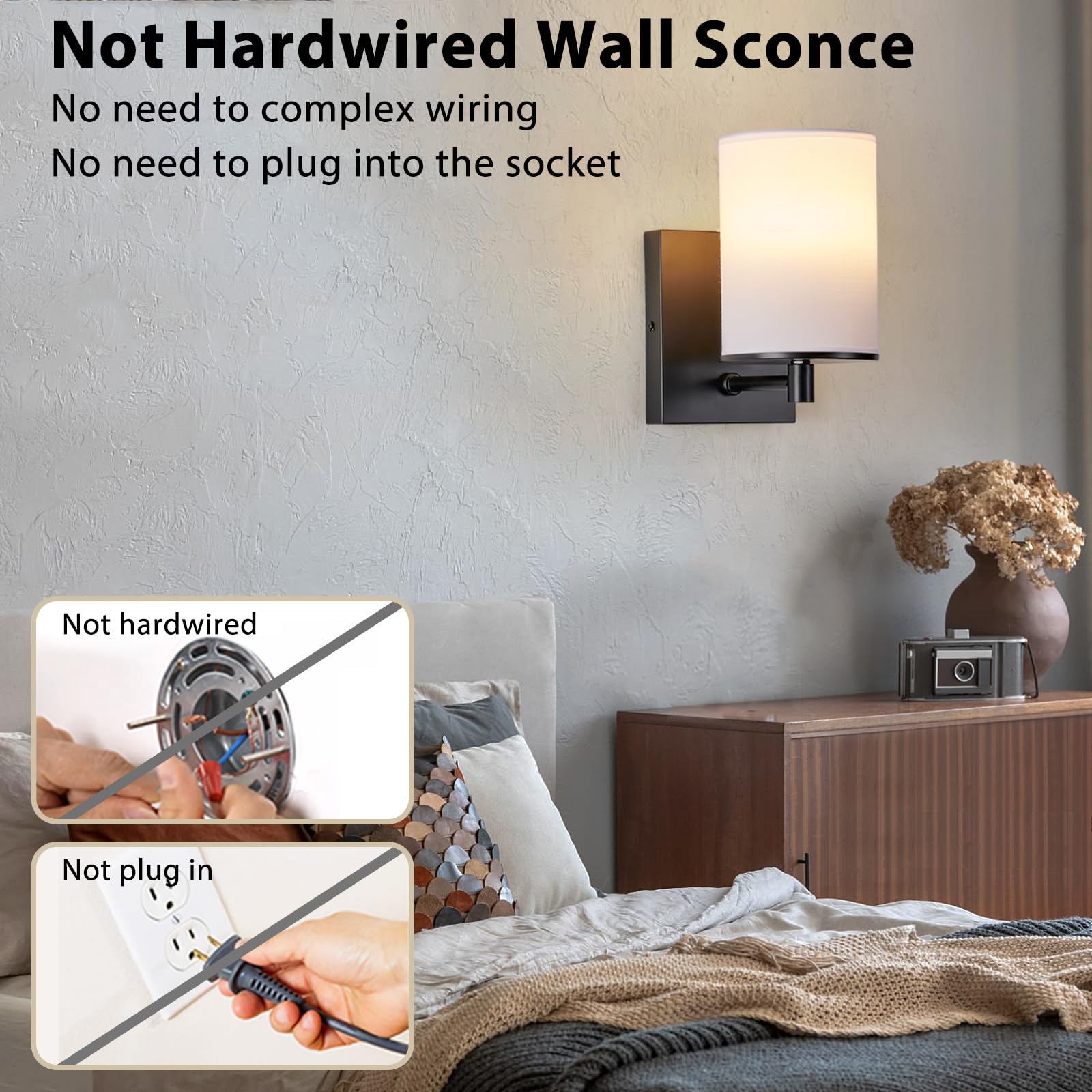 TERLEENART Battery Operated Wall Sconce Set of Two,13 RGB Colors Dimmable Rechargeable Wall Sconces with Remote Control,Wall Lig