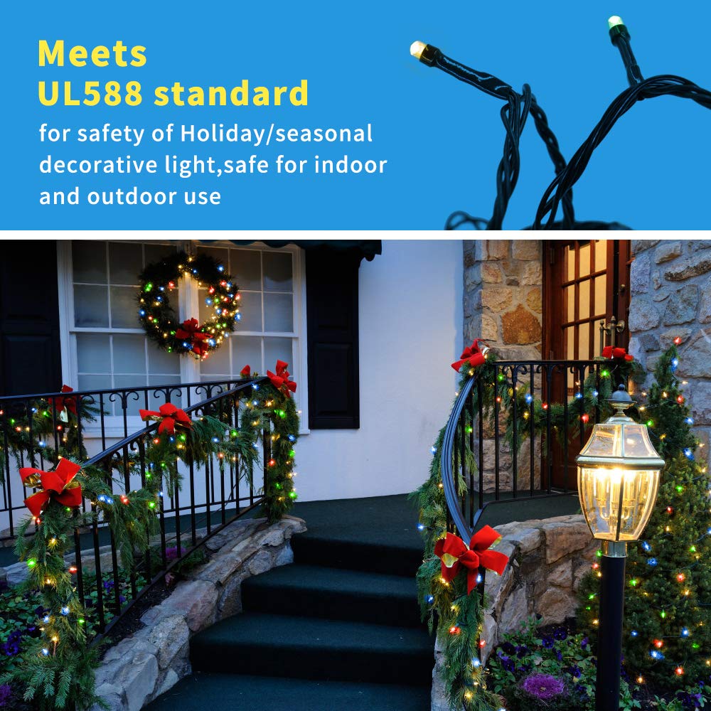 Outylts 108Ft Christmas String Lights, 300 Led, 8 Modes, Outdoor Waterproof, Multicolor