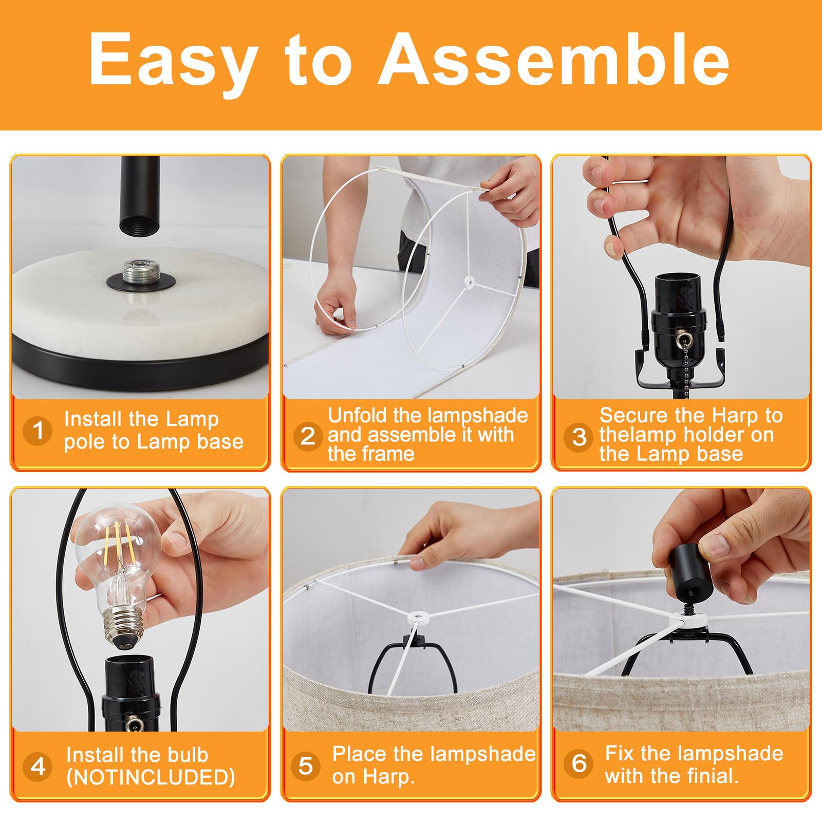 Gyrovu Set Of 2 Adjustable Height Black Marble Table Lamps With Pull Chain For Living Room, Bedroom, Office - Bulbs Not Included