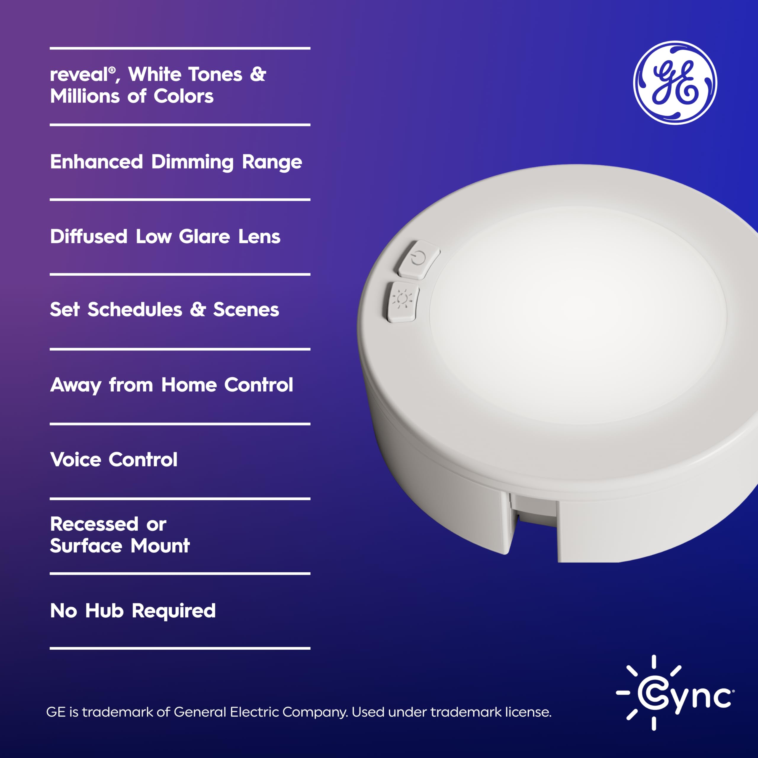 Cync HD+ Smart Undercabinet Puck Lights, Color Changing, 3-Inch, White, Model 93131317, Works with Alexa & Google Home, 3-Pack