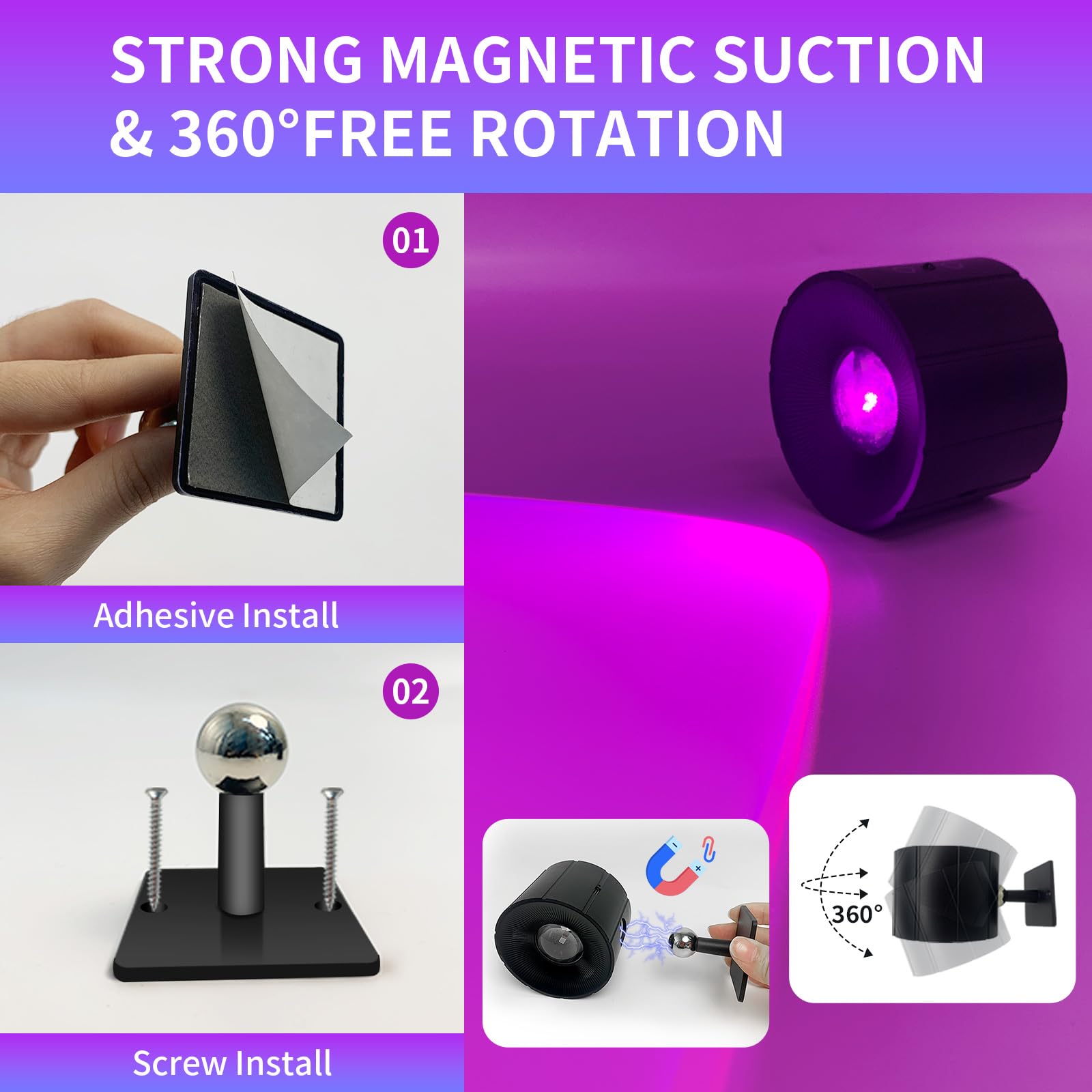 Leastyle Battery Operated Wall Sconces Rechargeable Wall Mounted Lights,Rgbw & 3 Color Temperatures Double-Sides Wall Lights,Dim