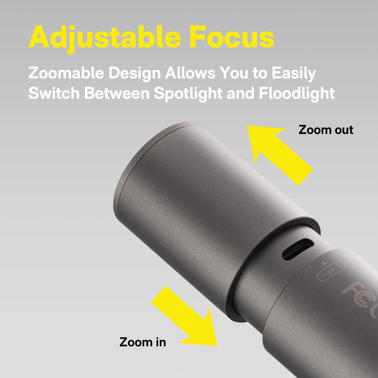 Hoto 1000 Lumens Zoomable Led Flashlight, Usb-C Rechargeable, 5 Modes, Tactical, Portable