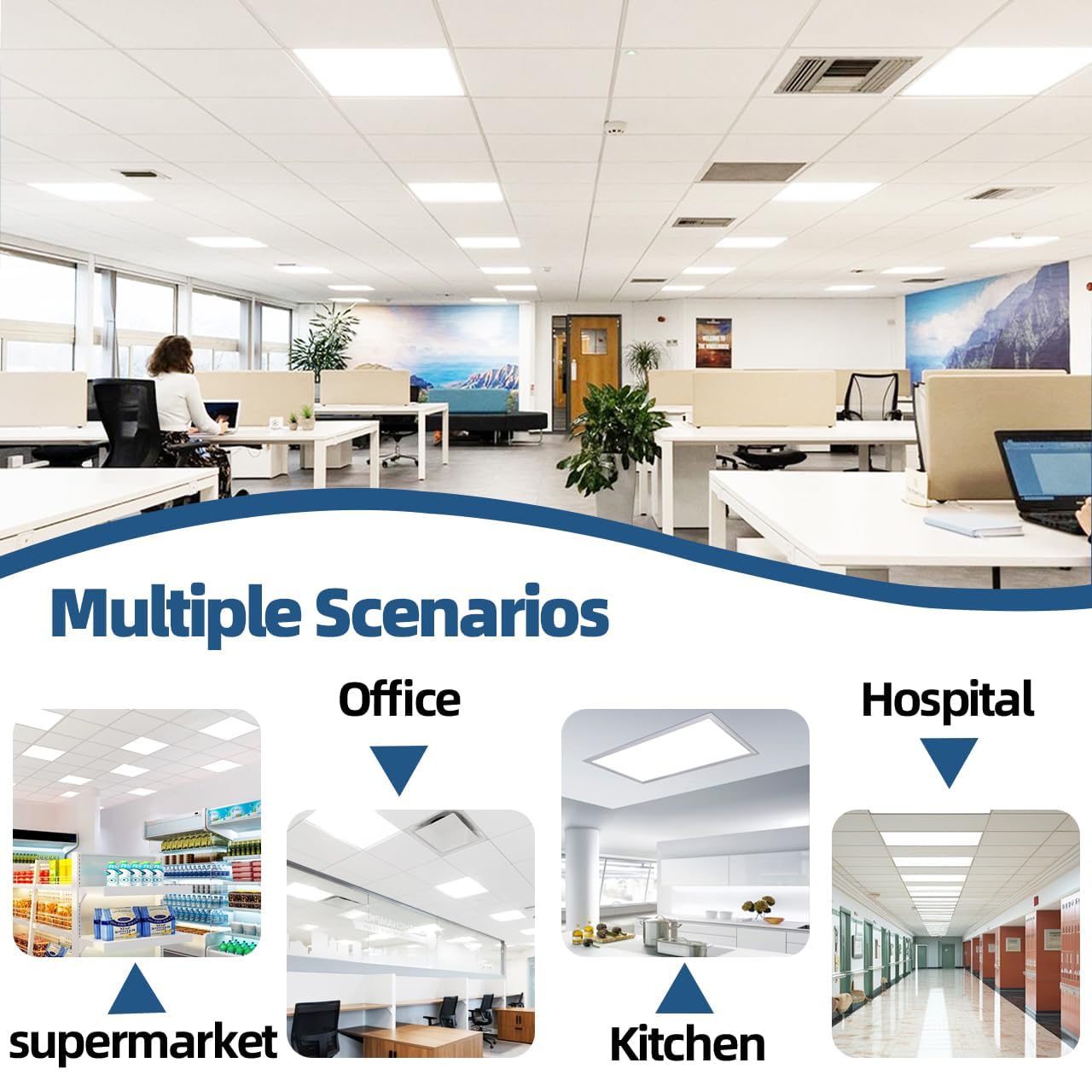 2X4 Led Flat Panel Light,4 Pack,7800Lm,5000K Flat Panel Led Drop Ceiling Light,0-10V Dimmable,110-277V,Etl Listed,Recessed Edge-