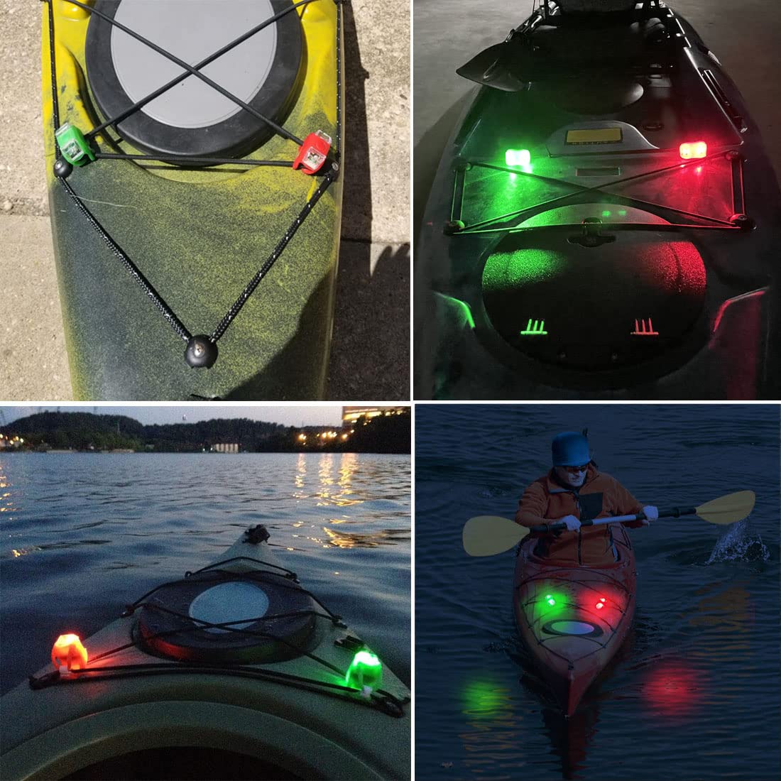 Botepon LED Boat Bow Lights, Red & Green Marine Navigation Lights, Battery Operated Safety Lights for Kayak, Yacht, Pontoon, Dinghy
