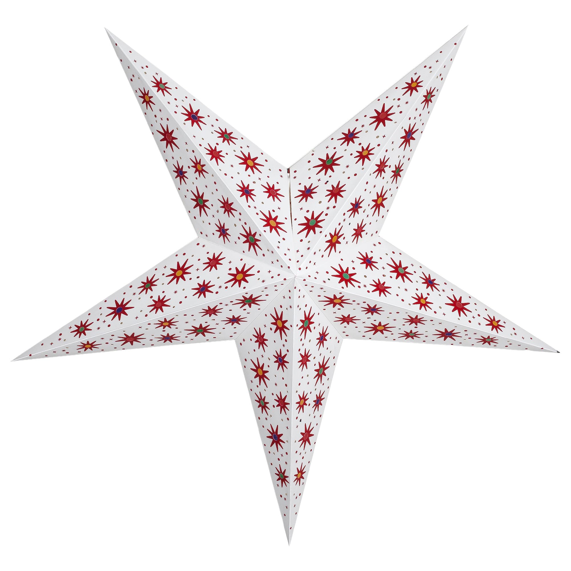 GalaxyArts Paper Star Lantern Fairy Red 24 Inch 3D Starlite Handcrafted Hollow Hanging Lamp Decoration for Weddings, Parties, Ch