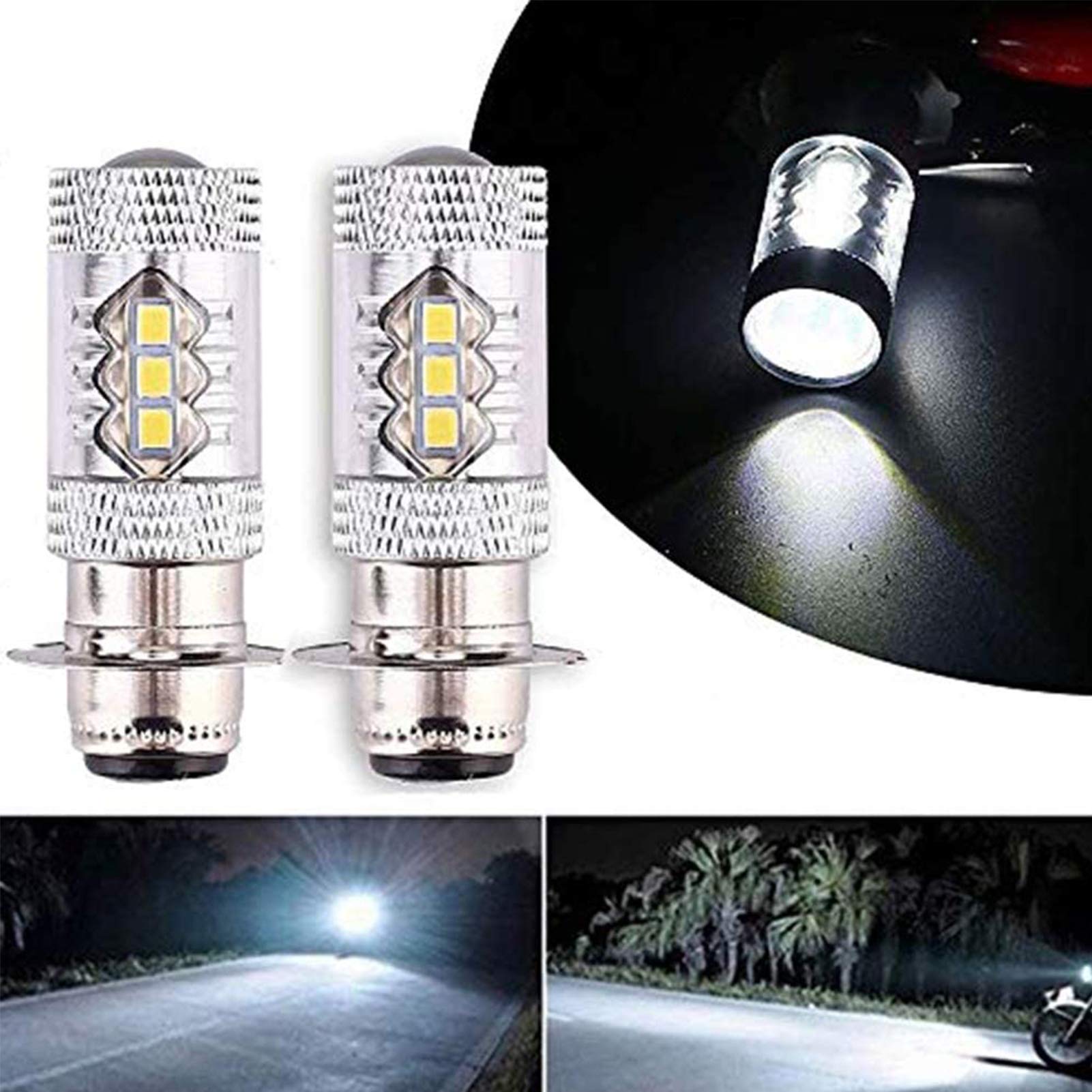 LED E-riding 80W Super White LED Headlight Bulbs for ATVs YFM350 400 450 660 700 Raptor Blaster 200 Banshee 350 - Silver