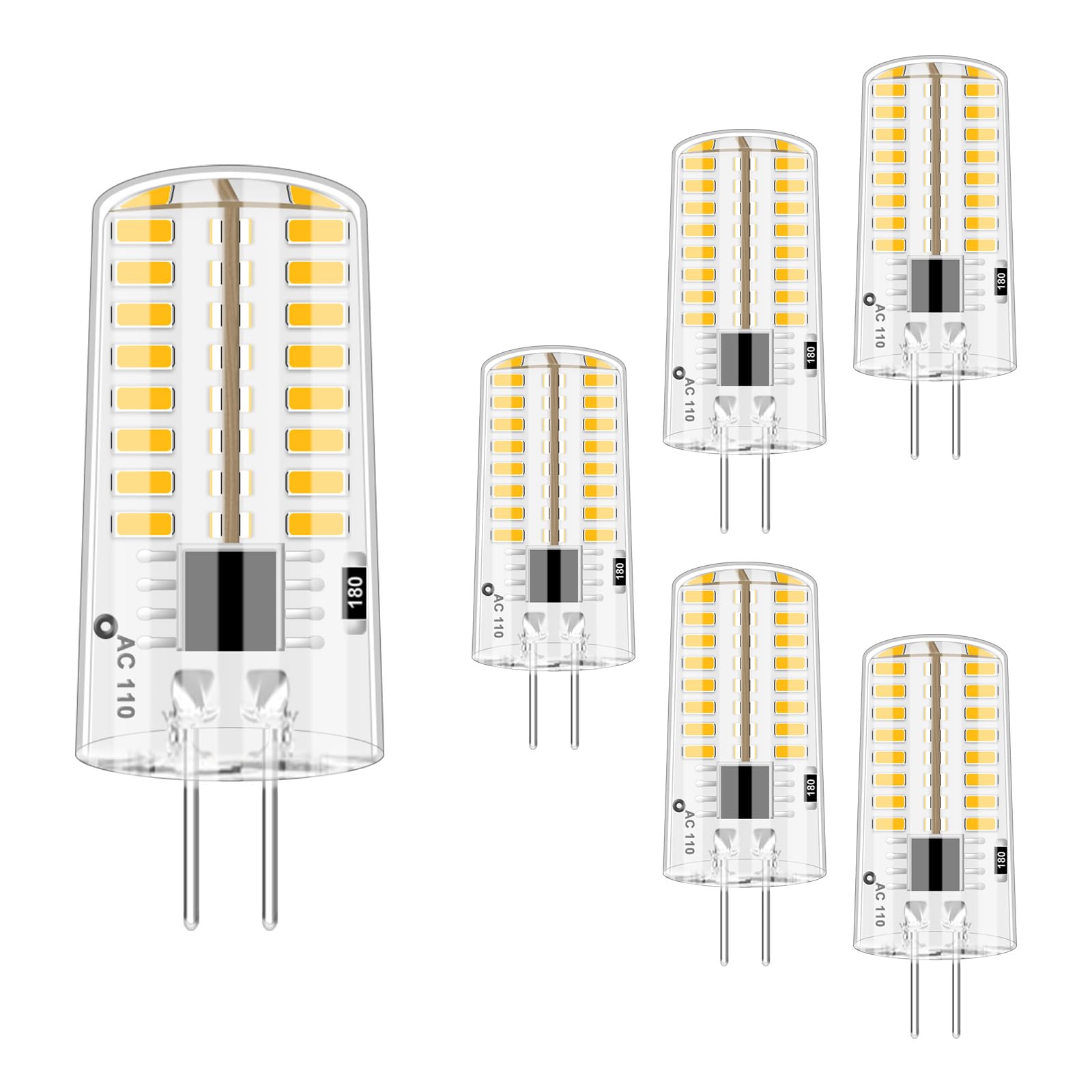 Lflampon Ac110V-130V Dimmable G4 Led Light Bulbs, 2.6W Warm White 3000K (Equivalent To 20W 30W Bi-Pin Halogen), Pack Of 6 (Note: