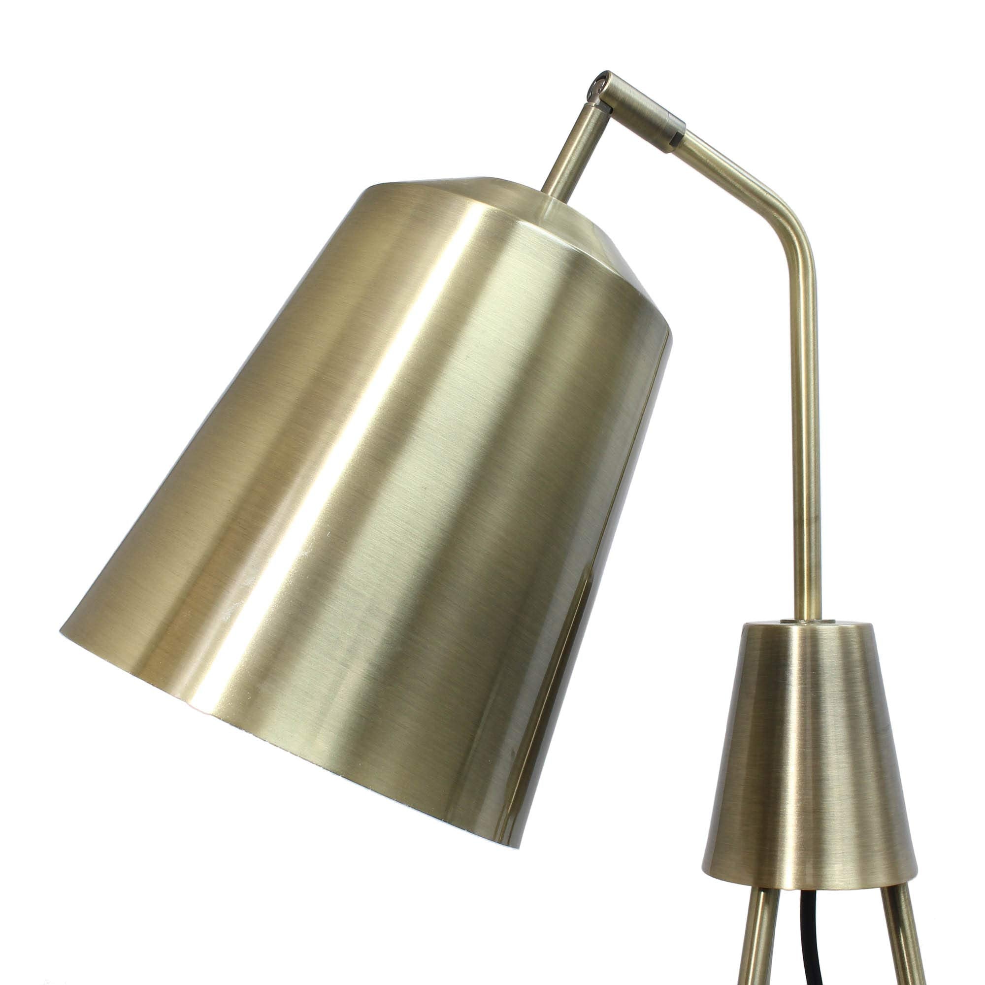 LALIA HOME Industrial Tripod Floor Lamp, 1 Light, Metal, Antique Brass, 26inL x 20inW x 65inH, Model LHF-5016-AB