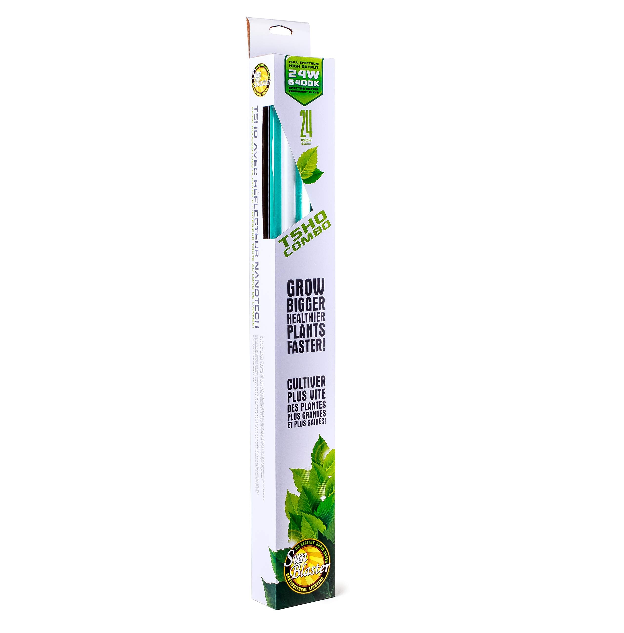 SunBlaster T5HO Grow Light, 24W 6400K with NanoTech Reflector, 2ft, Silver, Model SL0900302