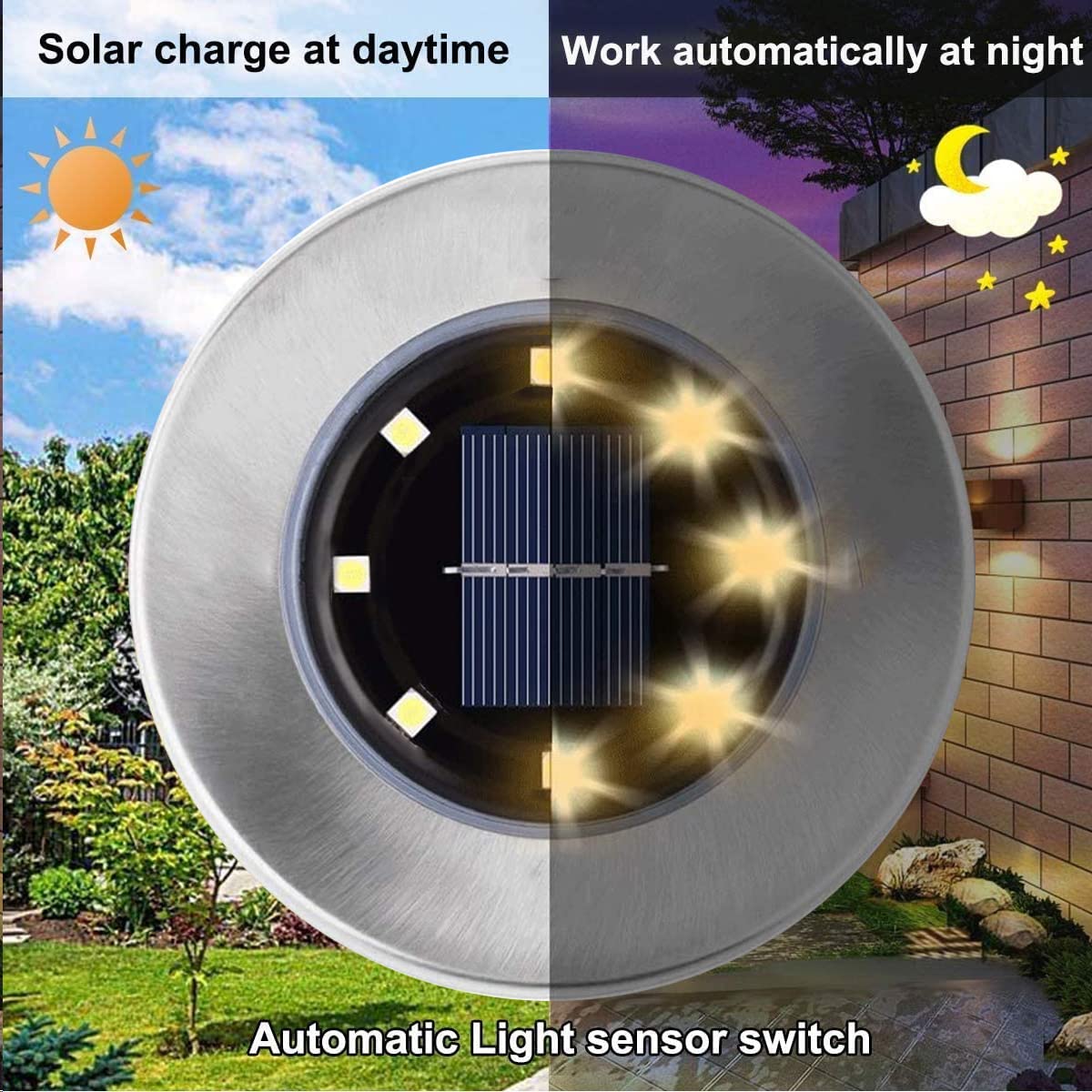 Rayolon Solar Ground Lights - Waterproof Landscape Lights, 4 Pack Warm Light For Garden, Pathway, Deck, Lawn, Patio