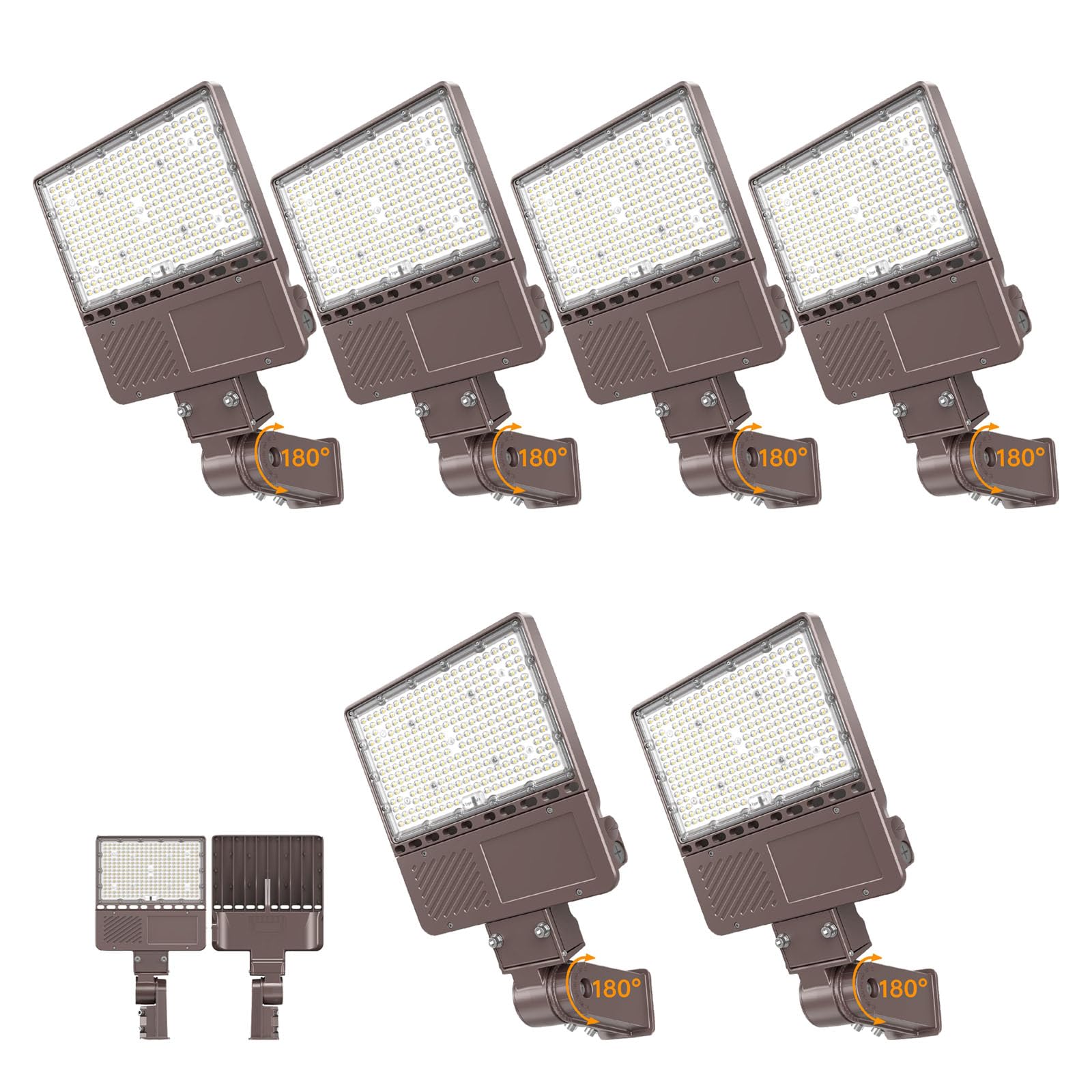 ORRGENA 6 Pack 480V LED Parking Lot Light 150W 22500LM ETL Listed Flood Lights Adjustable Slip Fit Mount 5000K IP65 Commercial Security Area Light AC277-480V for Street Roadway
