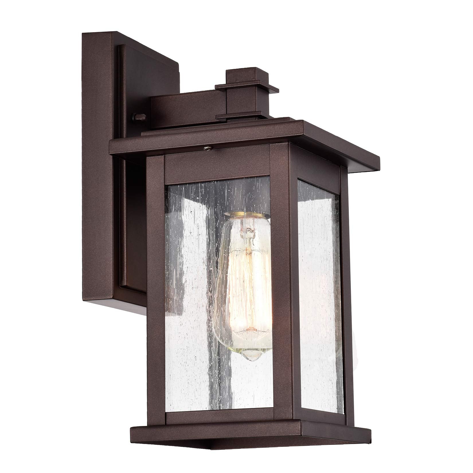 MICSIU Outdoor Wall Sconce, Oil Rubbed Bronze, Clear Seedy Glass, 12 Inch, Model 22031S-ORB