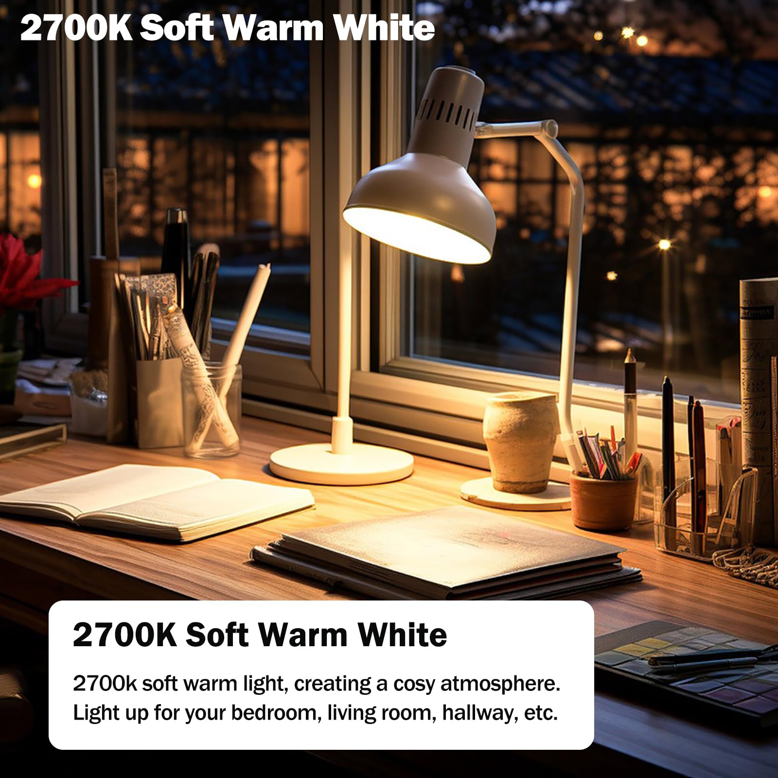 Hengbo 60W Led Light Bulb, 2700K Warm White, 950 Lumens, E26 Base, Pack