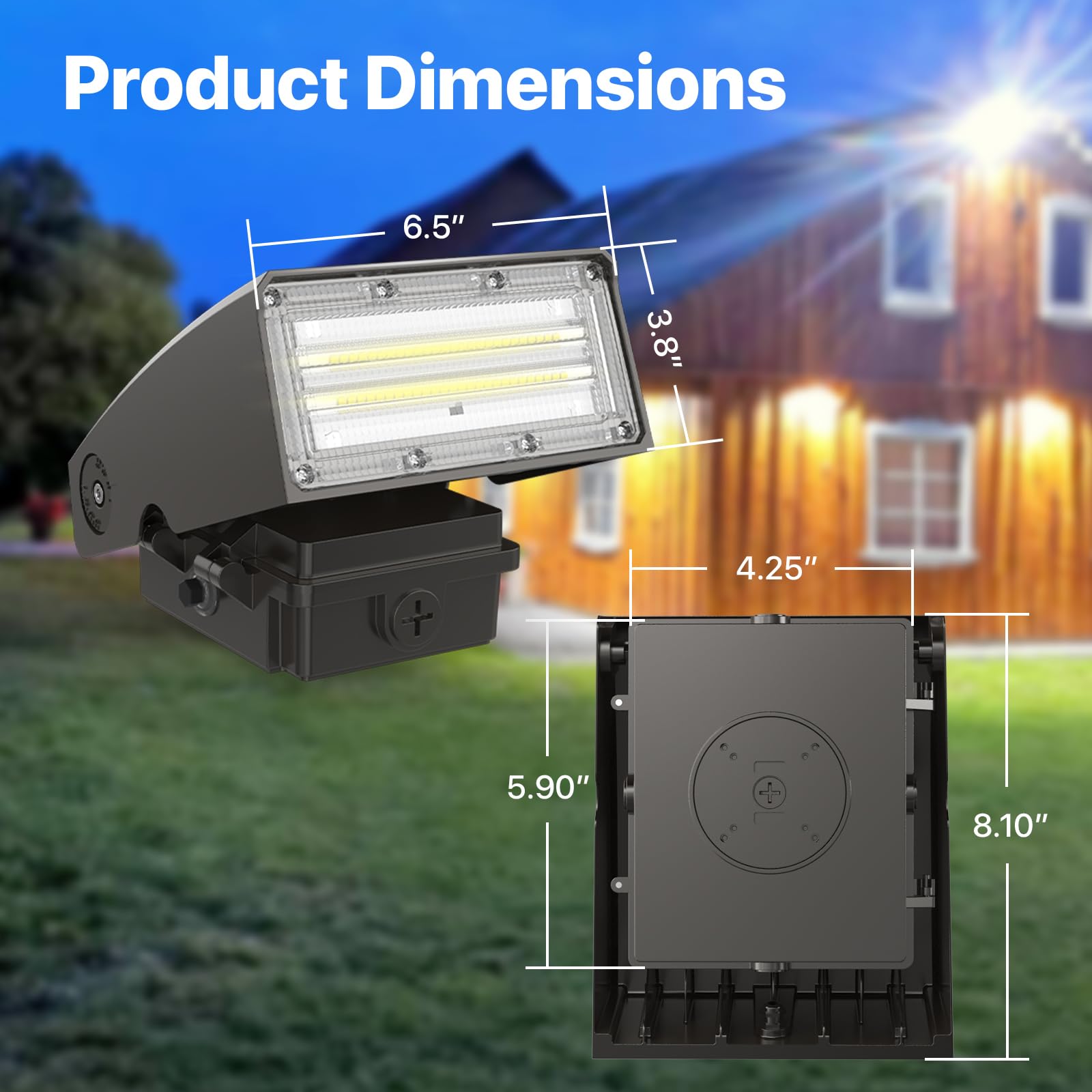Hyperlite 60W Led Wall Pack Light With Dusk To Dawn Photocell, Bronze Aluminum, Model Wall.E-Wp-60W-Ps, Ideal For Outdoor Security