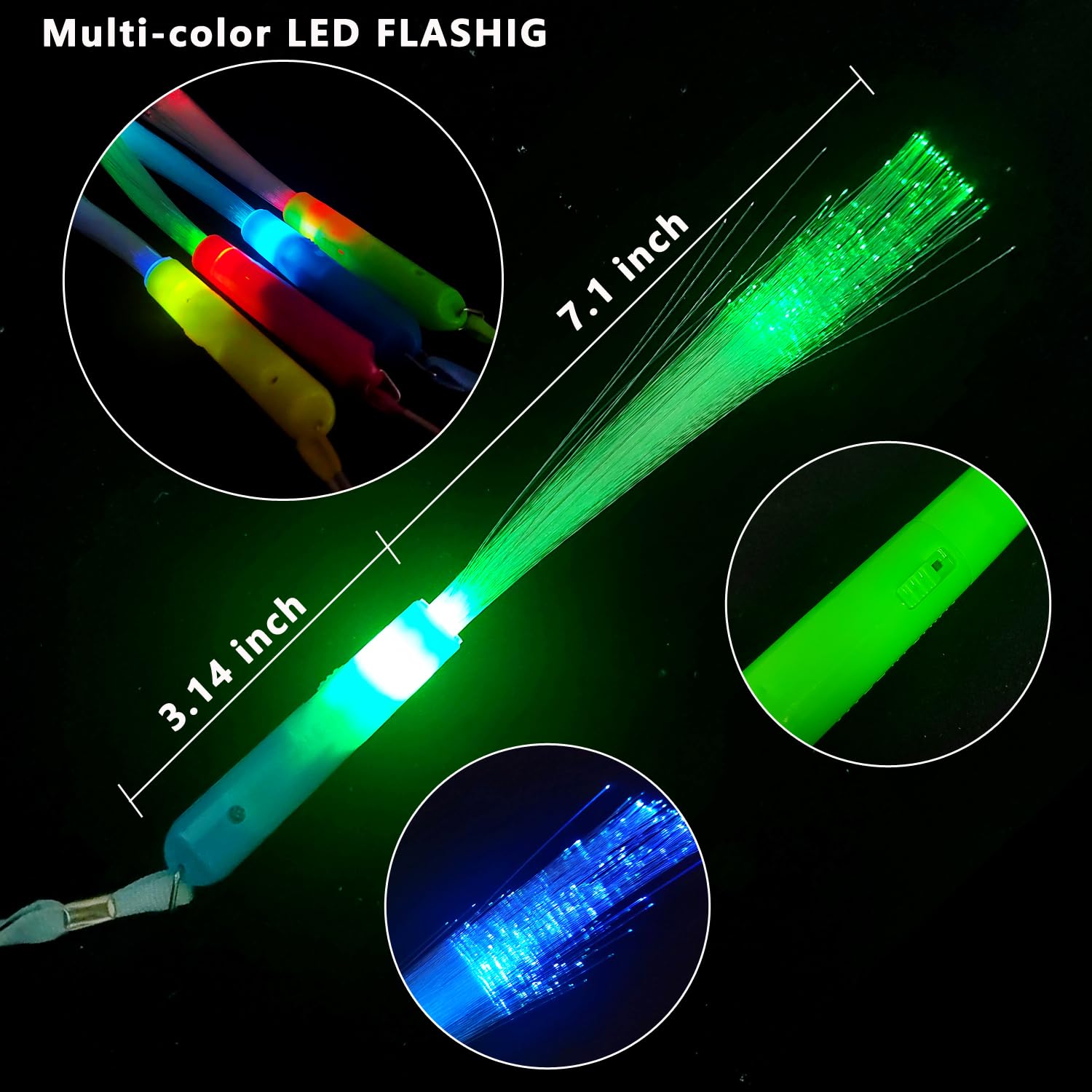 OceanWings Glow Fiber Optic Wands - LED Light-Up Party Supplies, Multi-Colored, Model HD0418, Batteries Included