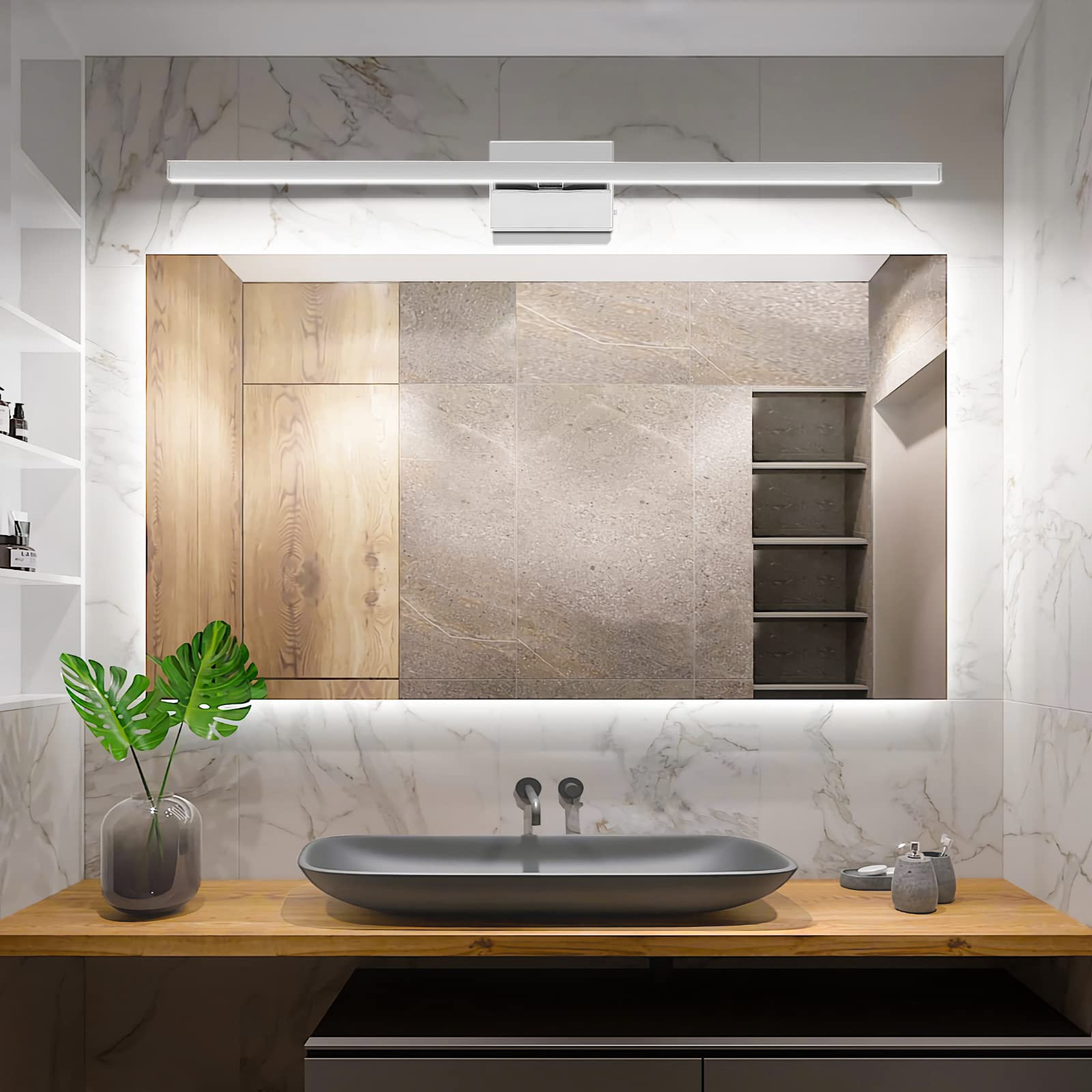 VOLISUN 39.4" Modern Bathroom Vanity Light, 24W Dimmable LED Fixture, Chrome, Model 21071ZM, ETL Certified, Acrylic & Metal