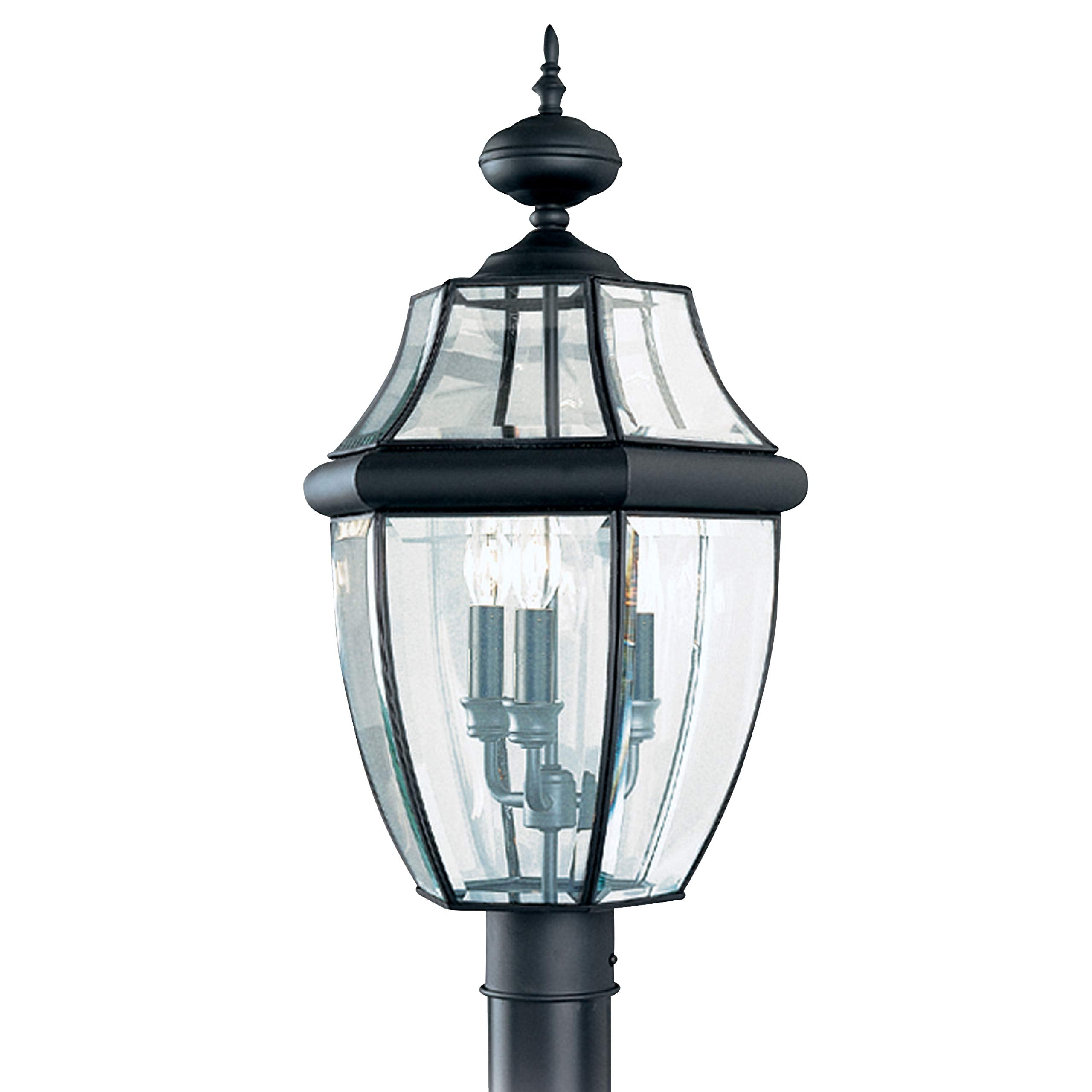 Sea Gull Lighting 8239-12 Lancaster Outdoor Post Lantern Outside Fixture, 24 Height, Black
