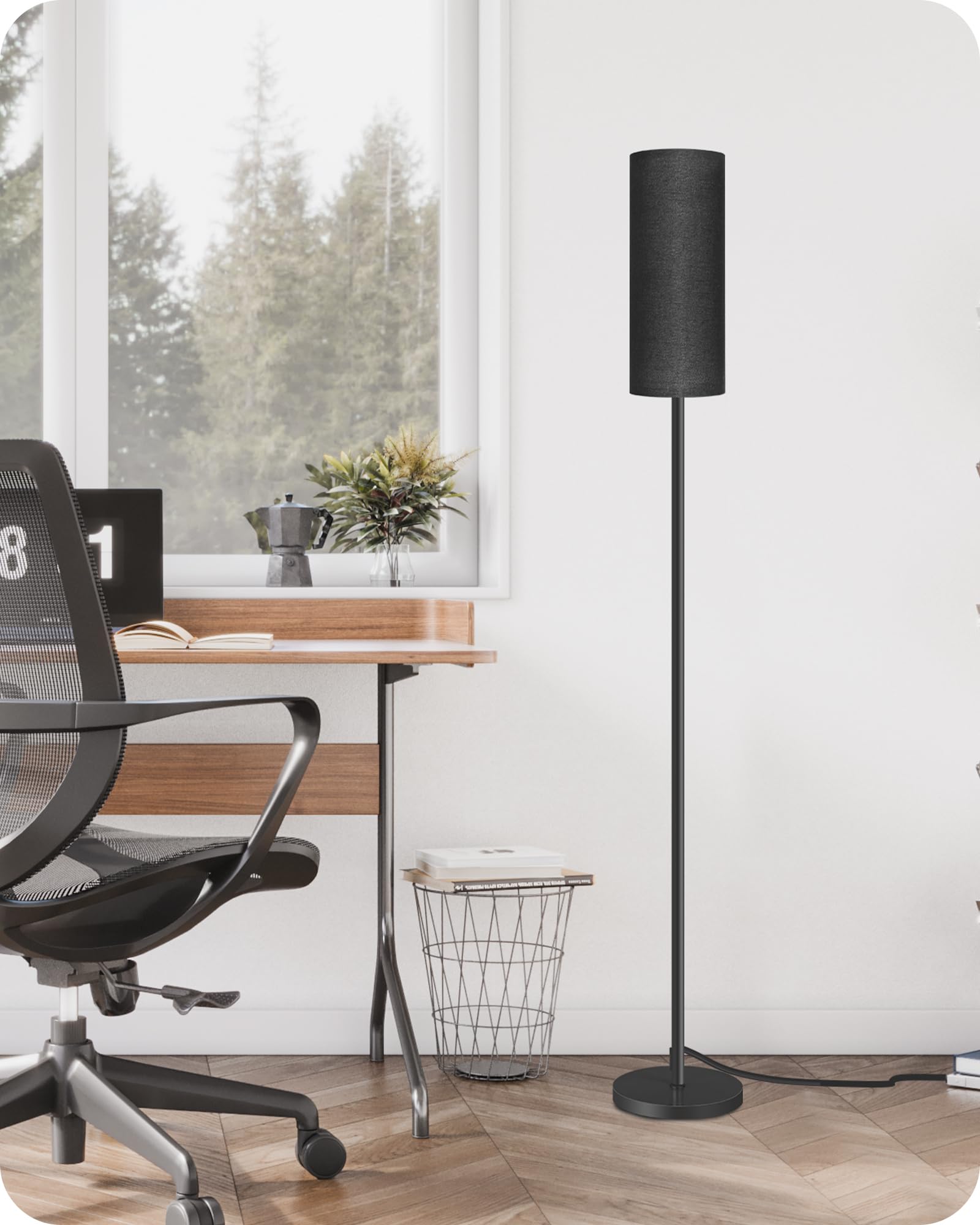 Goebleson Dimmable Floor Lamp With Remote, 66'' Tall Black Metal For Living Room & Bedroom