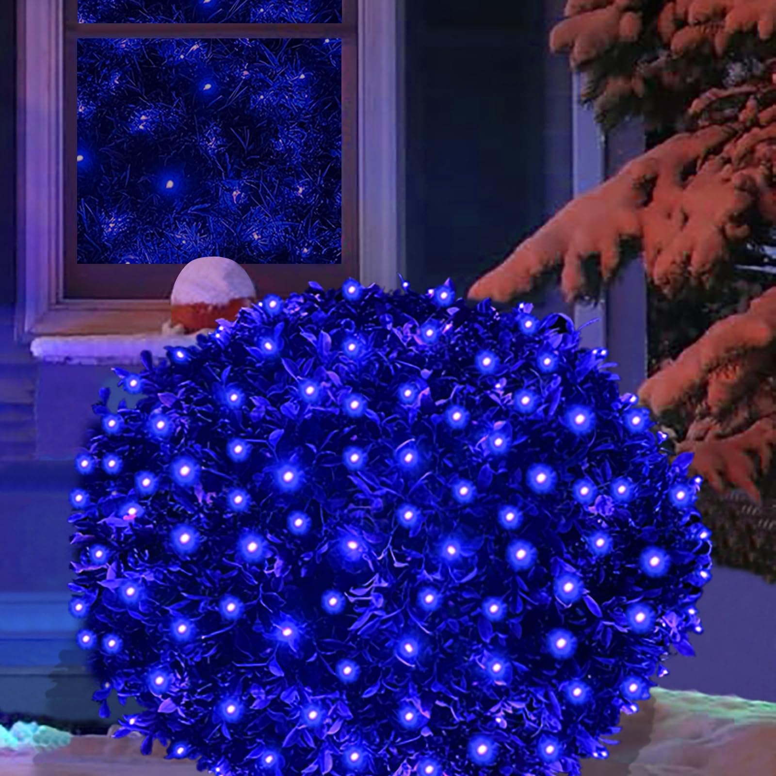 Hishiny Led Blue Christmas Net Lights Outdoor 6Ftx6Ft 144Led Green Wire  Connectable Indoor Outdoor Bush Mesh Net Lights String For Halloween Christmas Party Shrub Yard Tree(Blue)