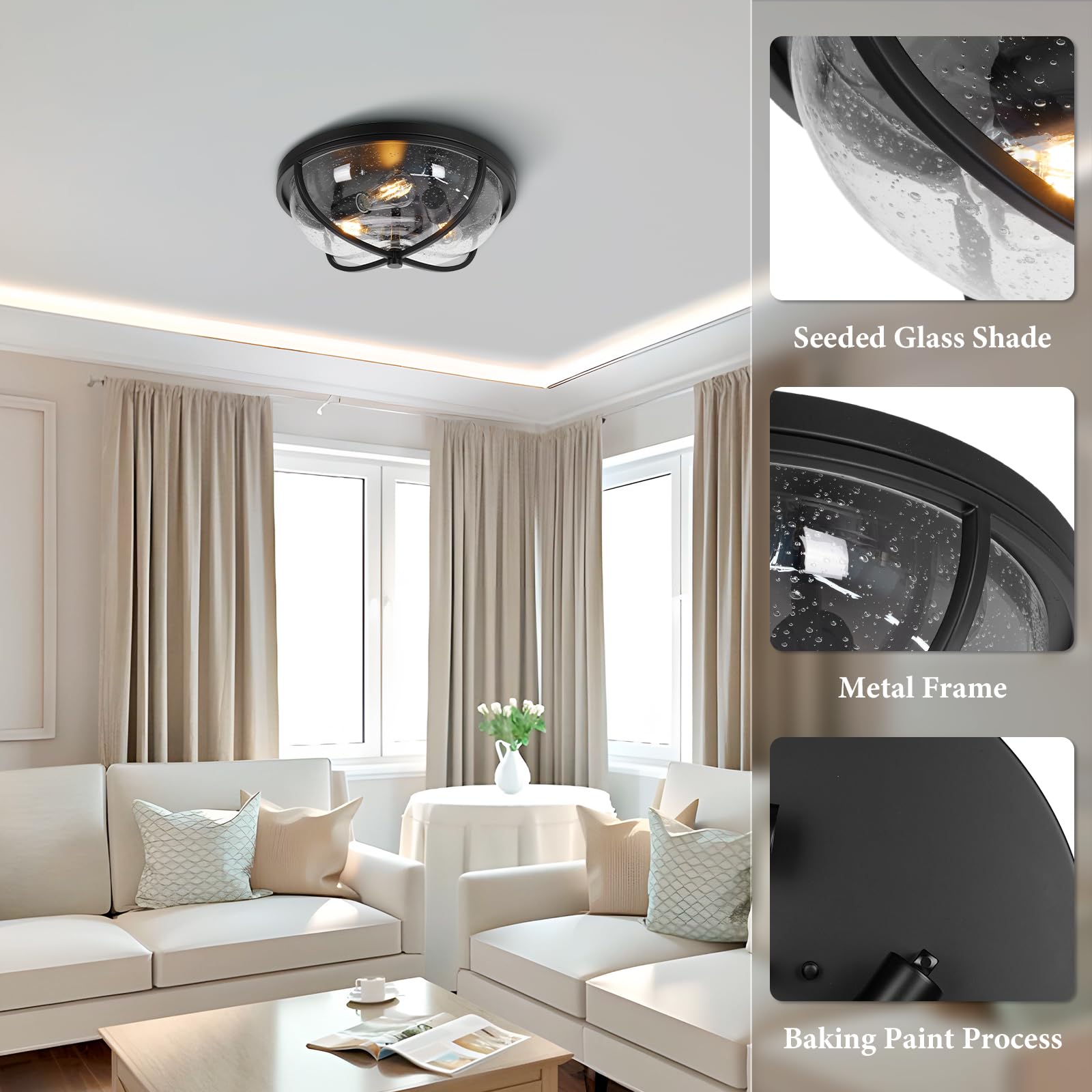 Rosient 16 Inch Large Flush Mount Ceiling Light Fixture, Hallway Light Fixtures Ceiling Mount, Modern Kitchen Lighting With Seed