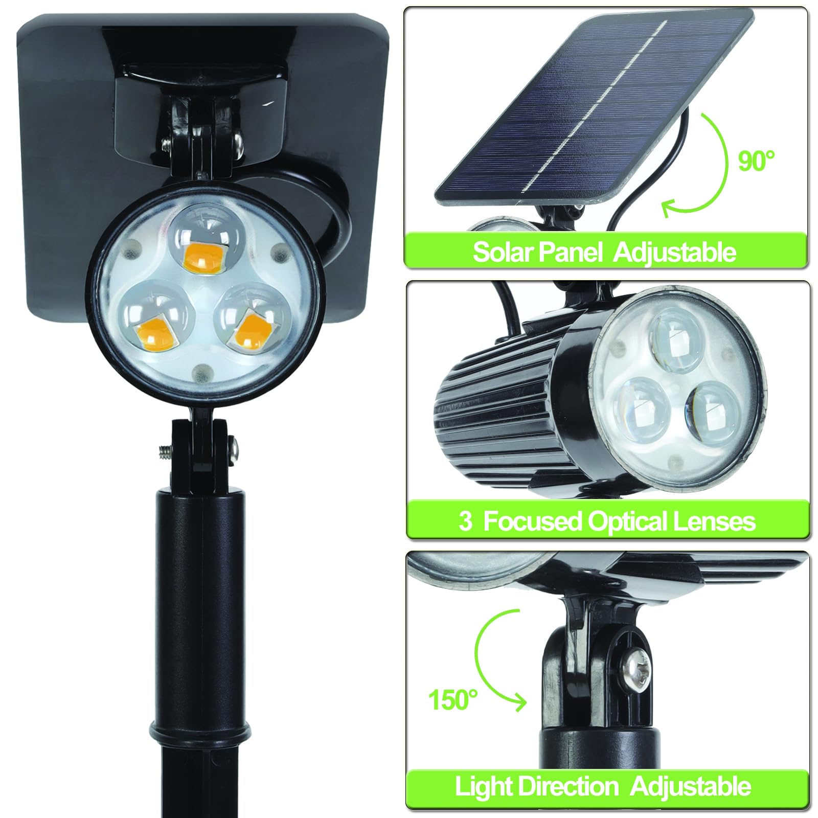 Sunlong Solar Lights Outdoor Waterproof Spot Lights Dusk To Dawn Warm White Spotlight Landscaping Wall Lights For Yard Flag Path