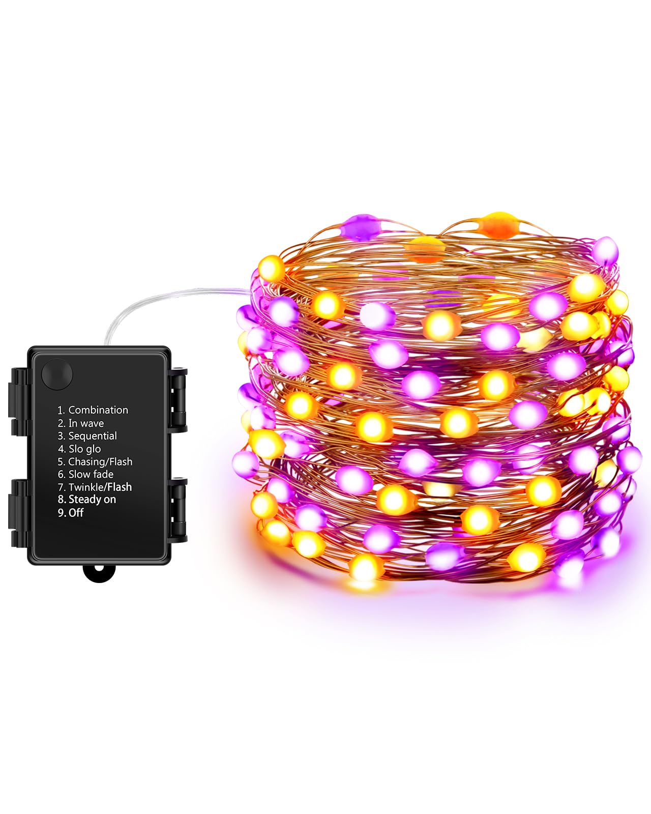 Halloween Decorations Lights, 33ft 100 LED Fairy String Lights with 8 Modes Twinkle Lights, Battery Operated Waterproof for Indo